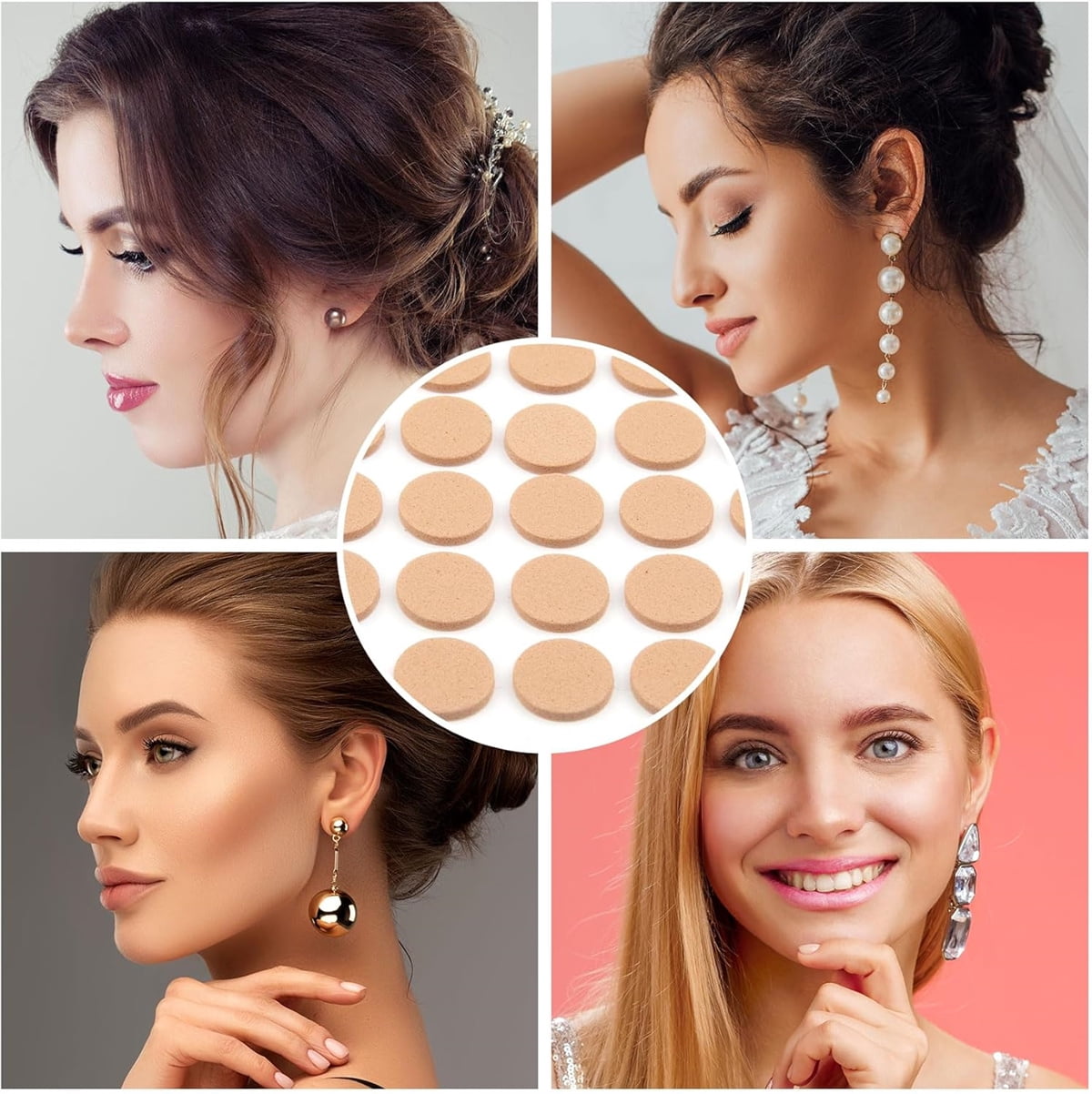 Earring Stickers for Split Earlobes,Tutuviw 50Pcs Earring Support Patches,Reinforcement Ear Stickers Earring Backs for Droopy Ears Heavy Earrings,Large Earring Stabilizers Stickers Beige - Image 5
