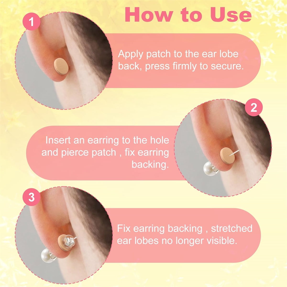 Earring Stickers for Split Earlobes,Tutuviw 50Pcs Earring Support Patches,Reinforcement Ear Stickers Earring Backs for Droopy Ears Heavy Earrings,Large Earring Stabilizers Stickers Beige - Image 7