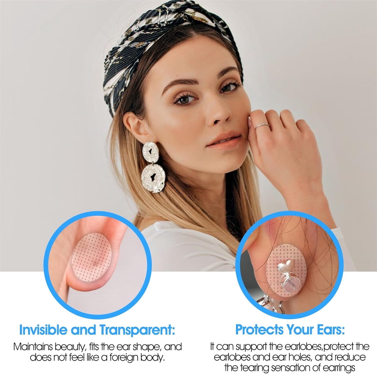 Earring Stickers for Split Earlobes,Tutuviw 50Pcs Earring Support Patches,Reinforcement Ear Stickers Earring Backs for Droopy Ears Heavy Earrings,Large Earring Stabilizers Stickers Beige - Image 8
