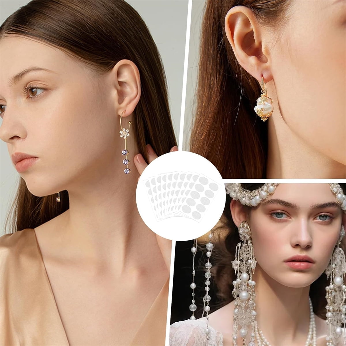Earring Stickers for Split Earlobes,Tutuviw 50Pcs Earring Support Patches,Reinforcement Ear Stickers Earring Backs for Droopy Ears Heavy Earrings,Large Earring Stabilizers Stickers White - Image 3