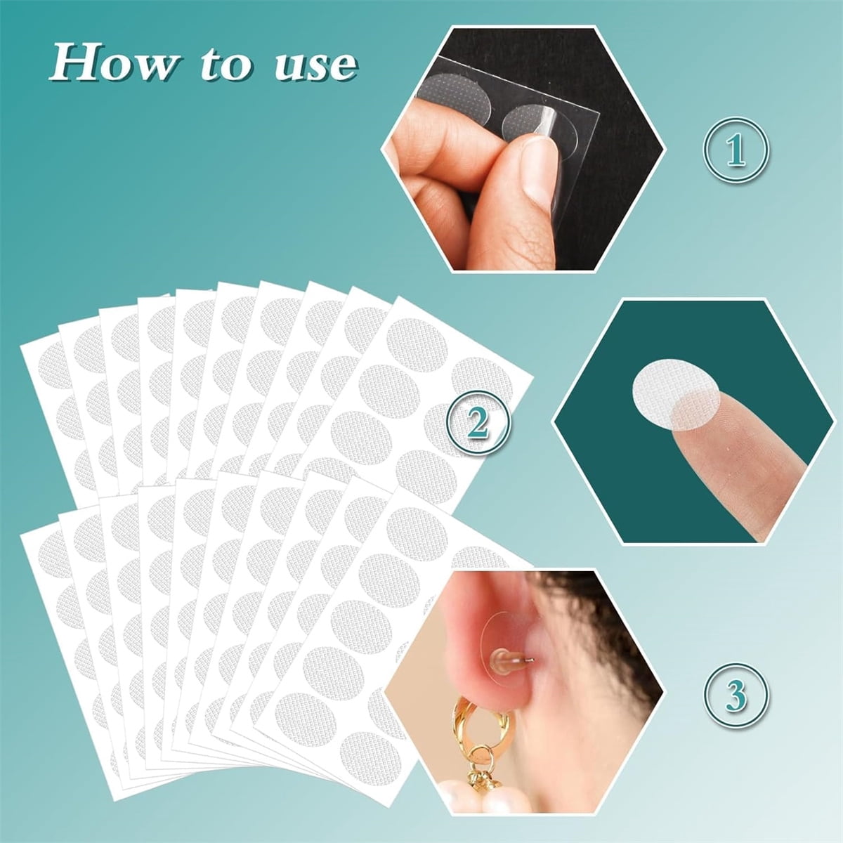 Earring Stickers for Split Earlobes,Tutuviw 50Pcs Earring Support Patches,Reinforcement Ear Stickers Earring Backs for Droopy Ears Heavy Earrings,Large Earring Stabilizers Stickers White - Image 7