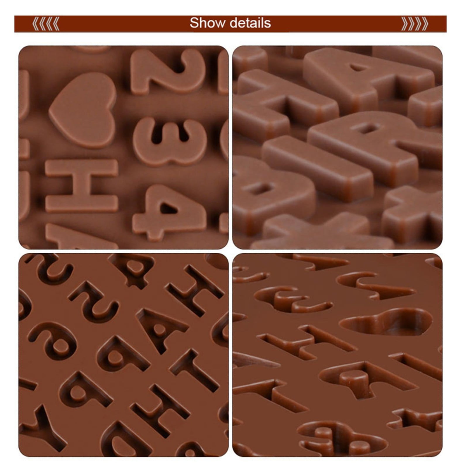 Mini Silicone Molds, Number Molds, Happy Birthday Mold for Baking Biscuits, Cookie, Candy, Chocolate 1-Brown - Image 7