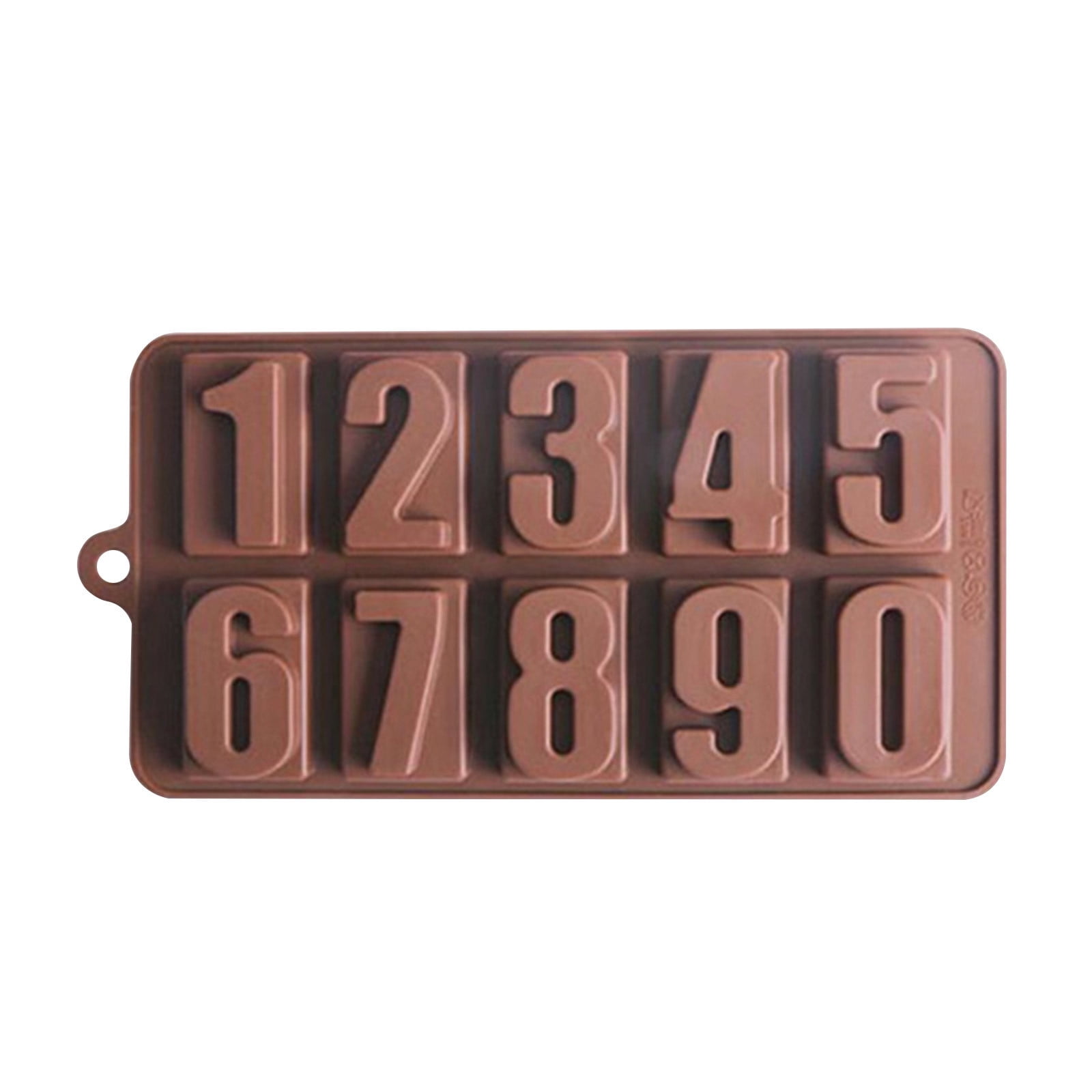Mini Silicone Molds, Number Molds, Happy Birthday Mold for Baking Biscuits, Cookie, Candy, Chocolate 2-Brown - Image 2