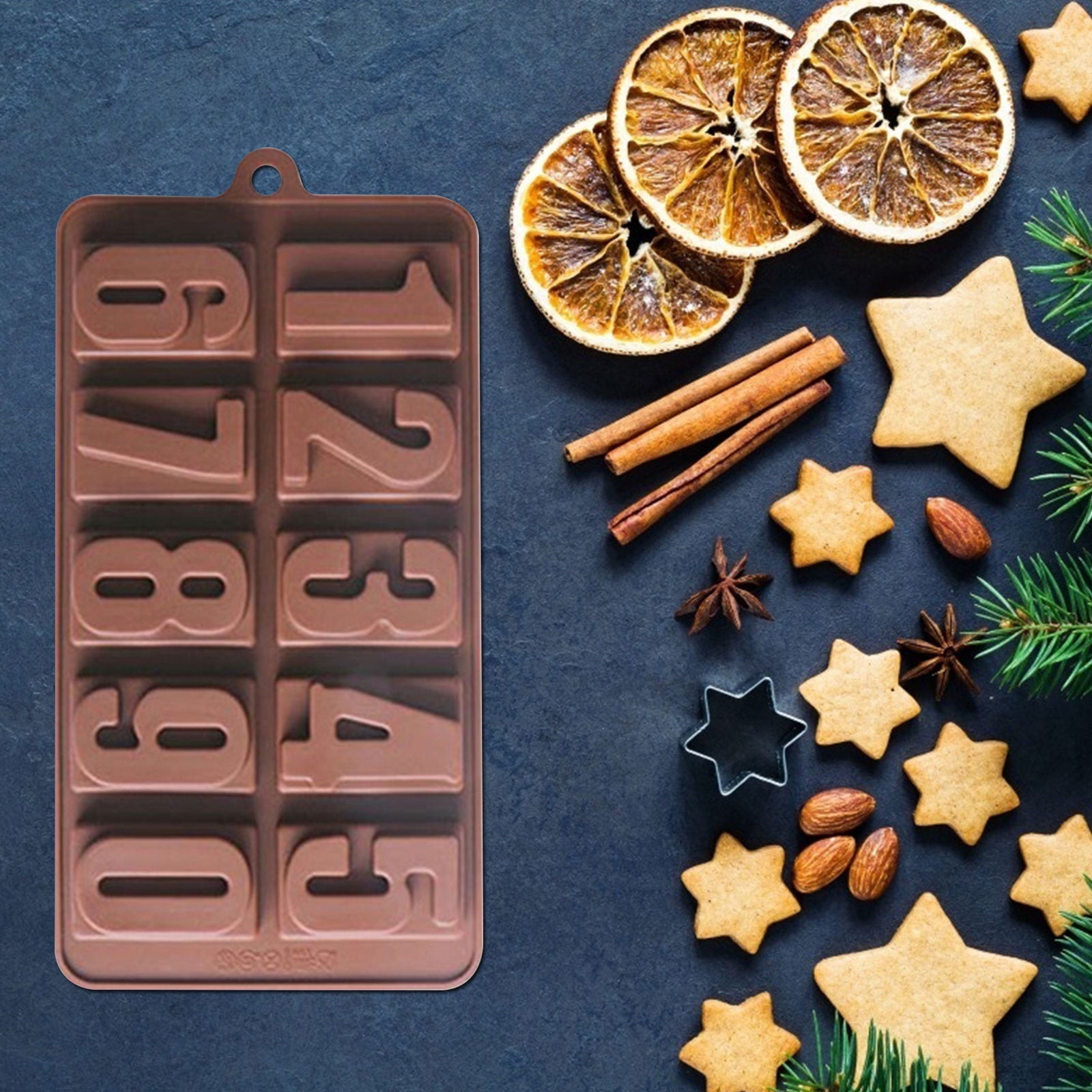Mini Silicone Molds, Number Molds, Happy Birthday Mold for Baking Biscuits, Cookie, Candy, Chocolate 2-Brown - Image 7