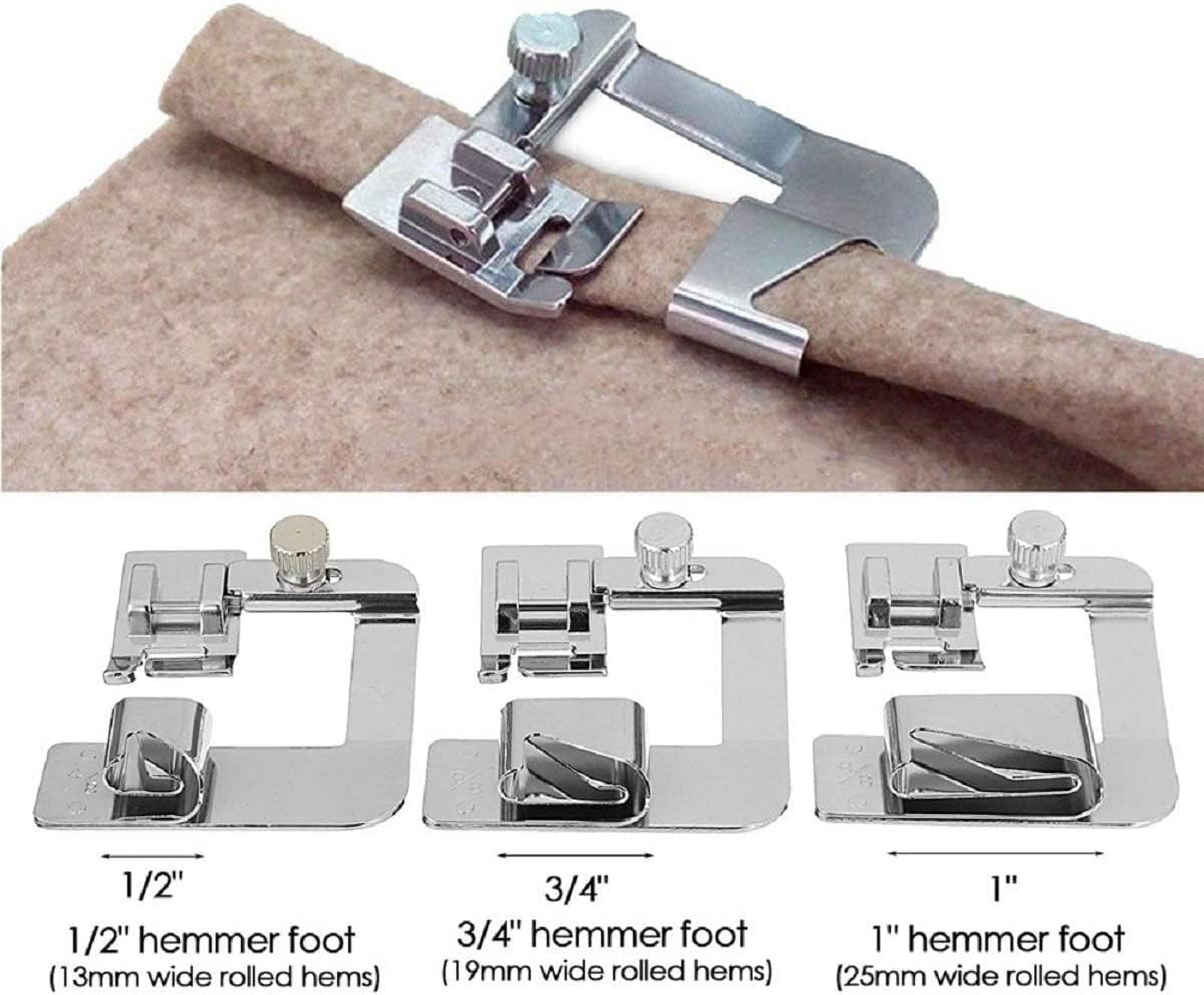 6 Sizes Rolled Hem Presser Foot, Wide Rolled Hem Foot Set & Narrow Hemmer Foot Set for All Low Shank Snap-On Singer, Brother, Babylock, Euro-Pro, Janome, Kenmore, White, Elna S - Image 4