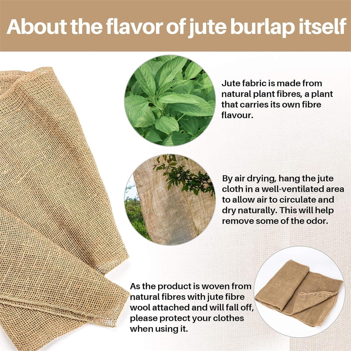 Burlap Fabric Roll,Tutuviw 13ft High Density Natural Jute Fiber,Multipurpose Burlap for Gardening Outdoor Plant Care Weed Barrier,DIY Crafts Decoration,Wedding Decor,Tree Trunk Wrap - Image 4