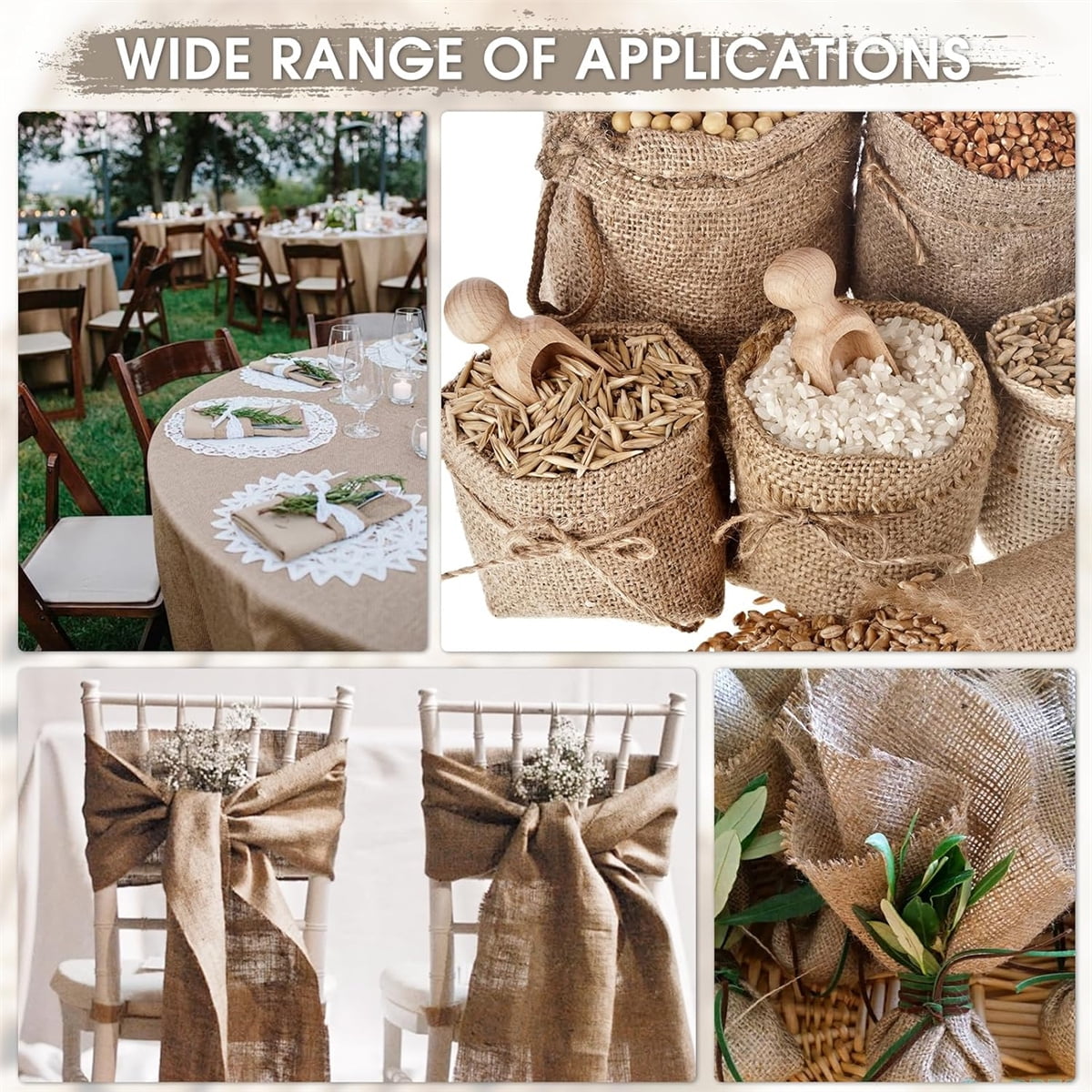 Burlap Fabric Roll,Tutuviw 13ft High Density Natural Jute Fiber,Multipurpose Burlap for Gardening Outdoor Plant Care Weed Barrier,DIY Crafts Decoration,Wedding Decor,Tree Trunk Wrap - Image 6