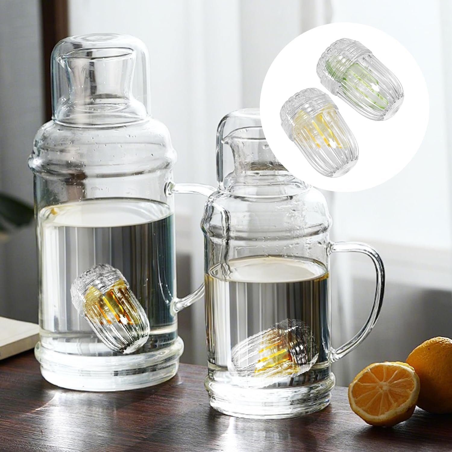 QZS 2.5x1.7In Fruit Infuser Insert,Set of 2 Reusable Fruit Infuser Water Pitcher for Iced Tea,Juice,Beverages,Water - Image 3