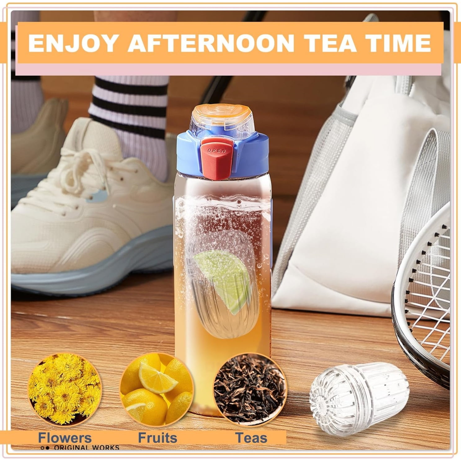 QZS 2.5x1.7In Fruit Infuser Insert,Set of 2 Reusable Fruit Infuser Water Pitcher for Iced Tea,Juice,Beverages,Water - Image 5