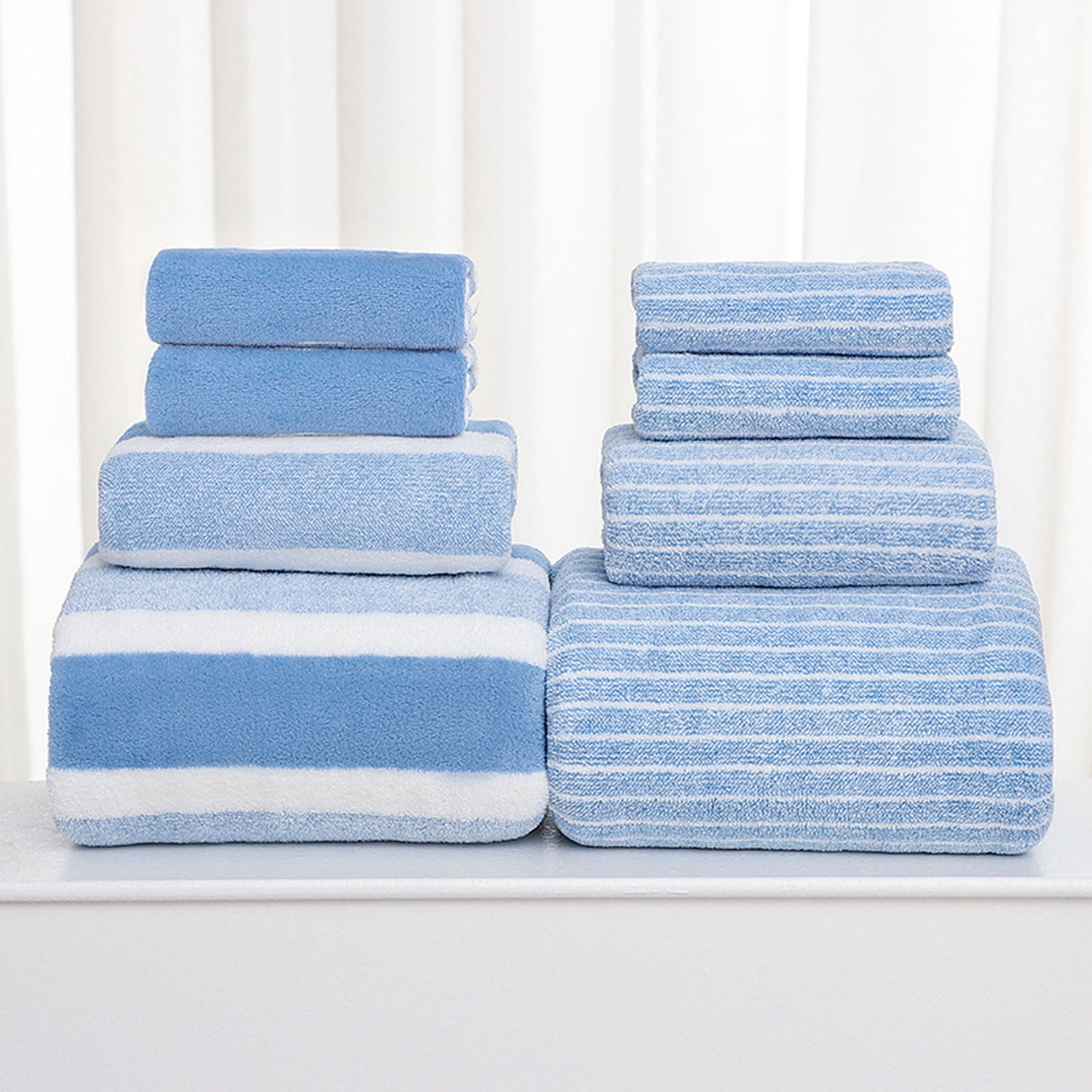 Clearance 8 Pack Plush Absorbent 100% Cotton Bath Towel Set, 2 Bath Towels 4 Hand Towels 2 Washcloths, Luxury 8 Piece Towel Set for Bathroom SPA Gym, Family Bath Towel Set Blue - Image 1