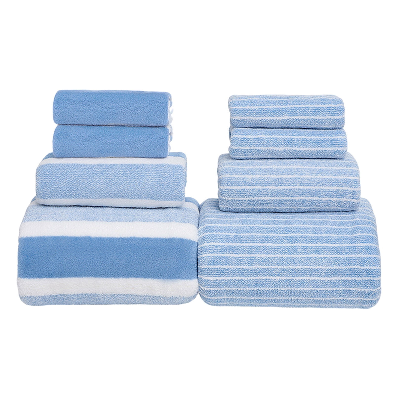 Clearance 8 Pack Plush Absorbent 100% Cotton Bath Towel Set, 2 Bath Towels 4 Hand Towels 2 Washcloths, Luxury 8 Piece Towel Set for Bathroom SPA Gym, Family Bath Towel Set Blue - Image 2