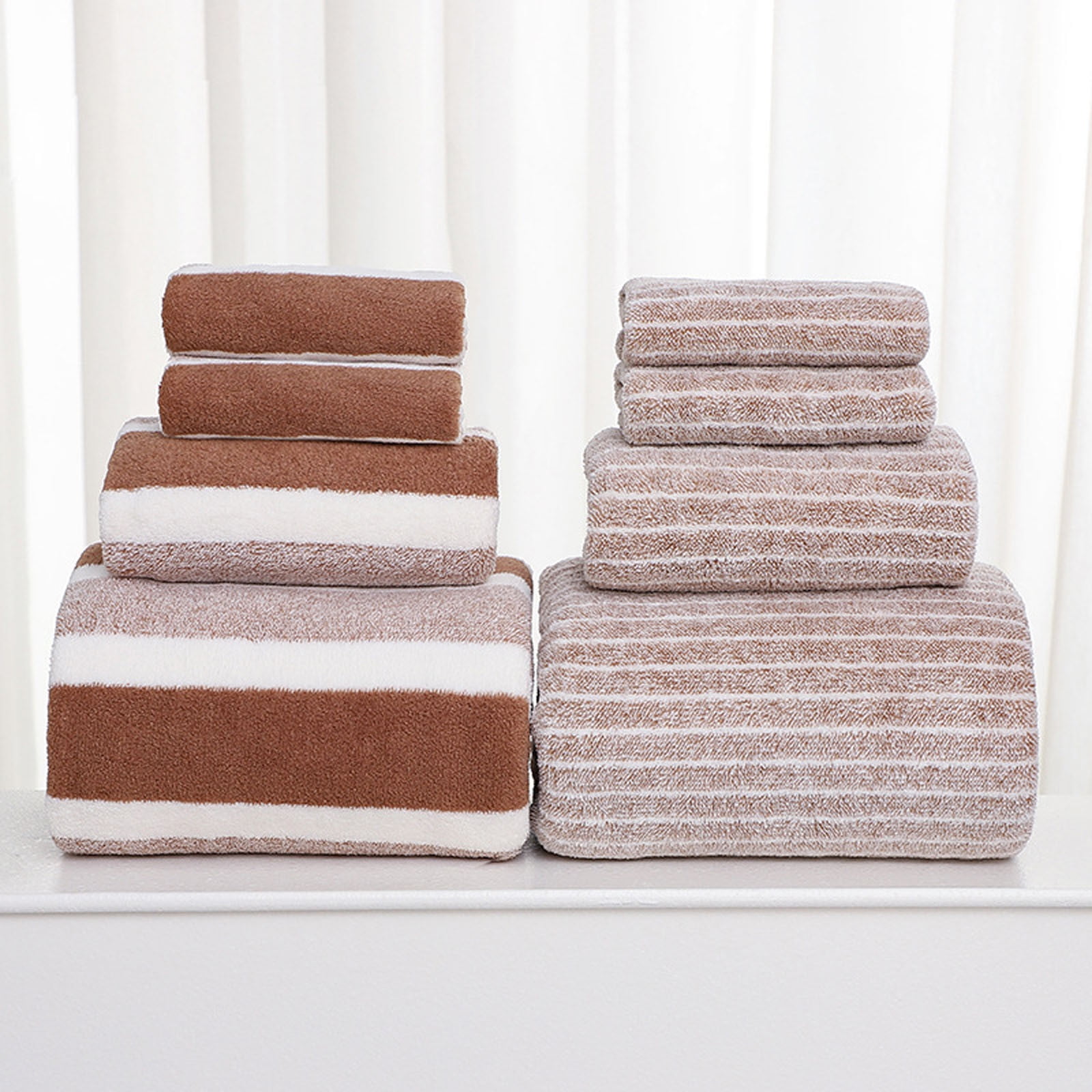 Clearance 8 Pack Plush Absorbent 100% Cotton Bath Towel Set, 2 Bath Towels 4 Hand Towels 2 Washcloths, Luxury 8 Piece Towel Set for Bathroom SPA Gym, Family Bath Towel Set Coffee - Image 1