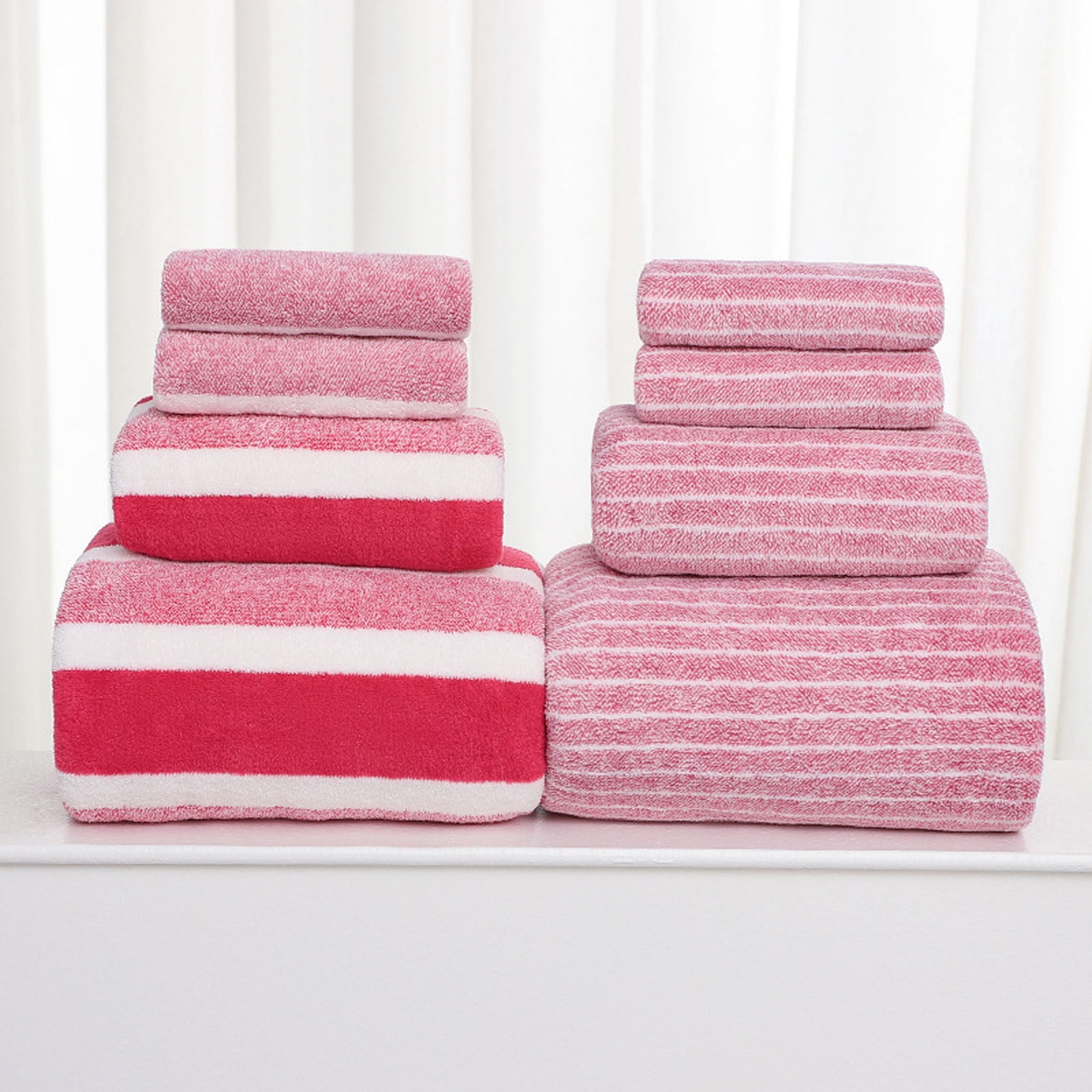 Clearance 8 Pack Plush Absorbent 100% Cotton Bath Towel Set, 2 Bath Towels 4 Hand Towels 2 Washcloths, Luxury 8 Piece Towel Set for Bathroom SPA Gym, Family Bath Towel Set Pink - Image 1