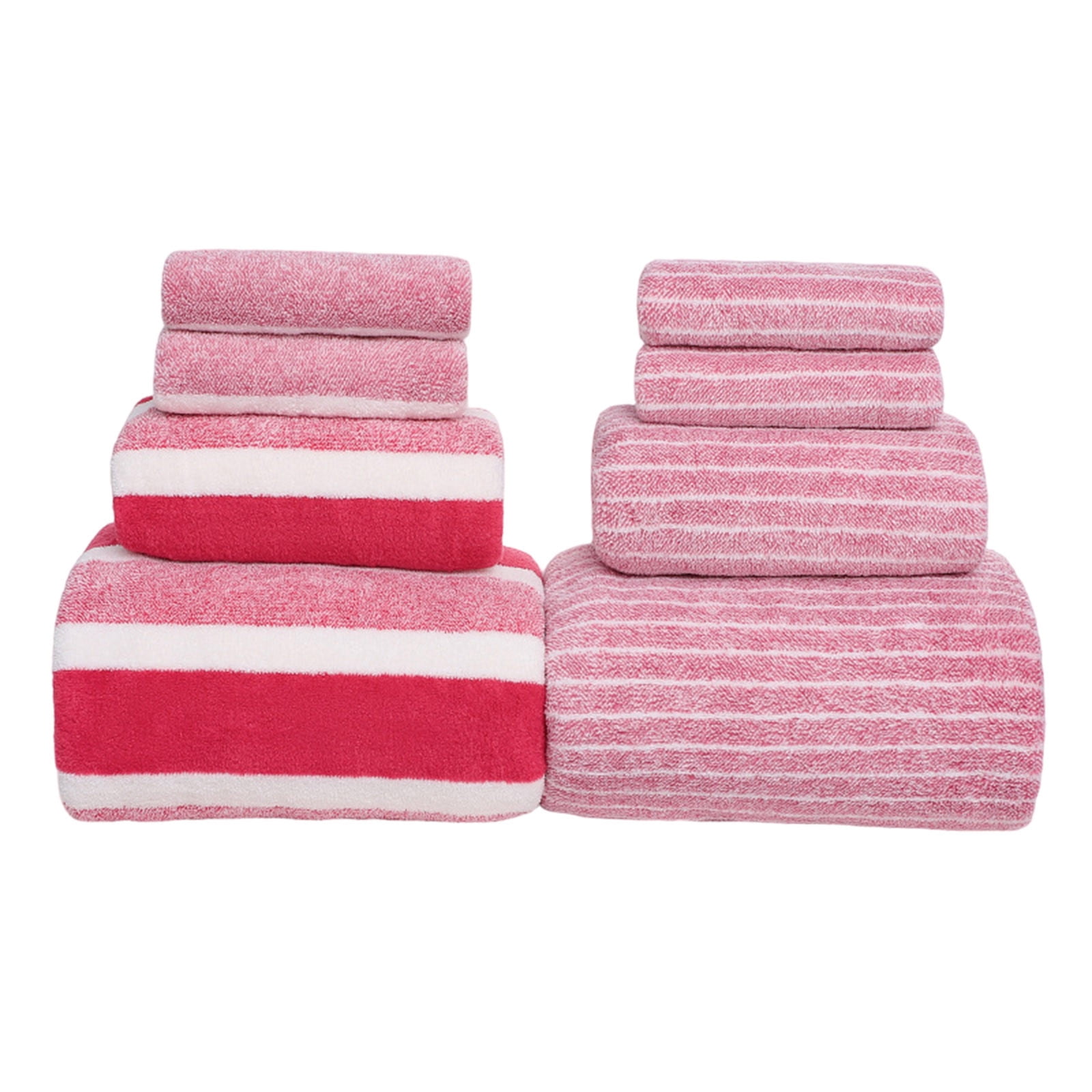 Clearance 8 Pack Plush Absorbent 100% Cotton Bath Towel Set, 2 Bath Towels 4 Hand Towels 2 Washcloths, Luxury 8 Piece Towel Set for Bathroom SPA Gym, Family Bath Towel Set Pink - Image 2