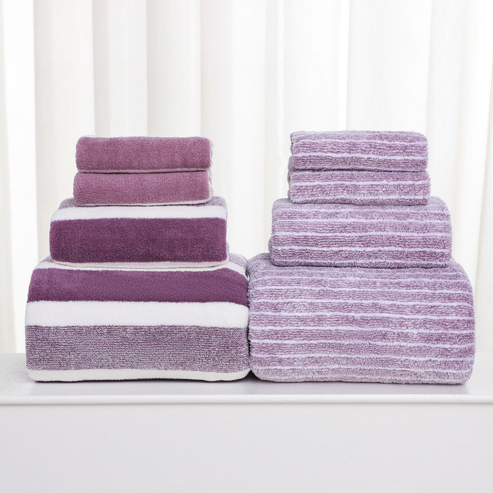 Clearance 8 Pack Plush Absorbent 100% Cotton Bath Towel Set, 2 Bath Towels 4 Hand Towels 2 Washcloths, Luxury 8 Piece Towel Set for Bathroom SPA Gym, Family Bath Towel Set Purple - Image 1