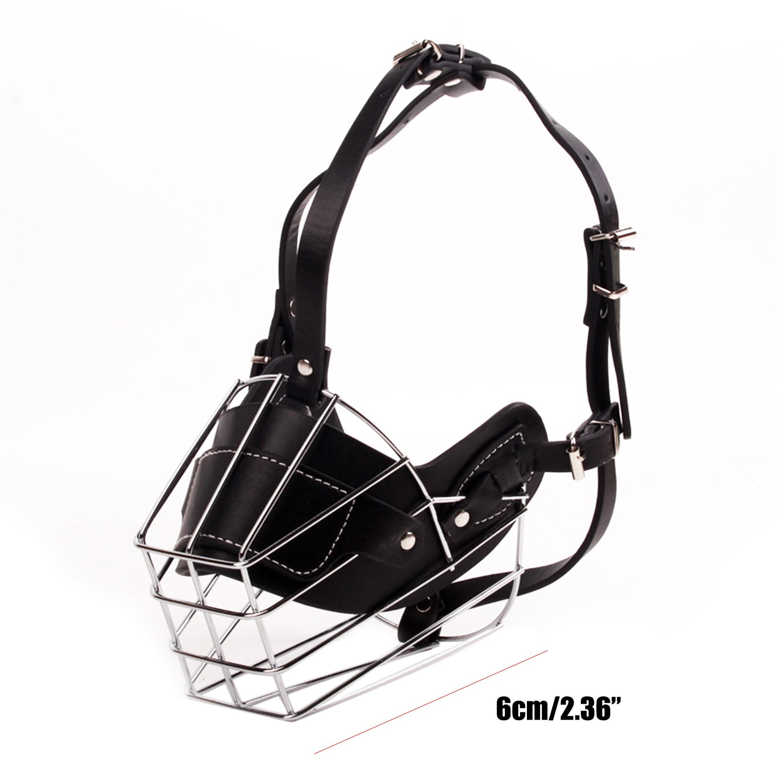 Adjustable Stainless Steel Dog Muzzle Wire Basket for Large/X-Large Dogs, Breathable Anti-Bite Training Mask with Leather Straps, Durable Secure Comfort Fit Bite Prevention 3.74 2.36