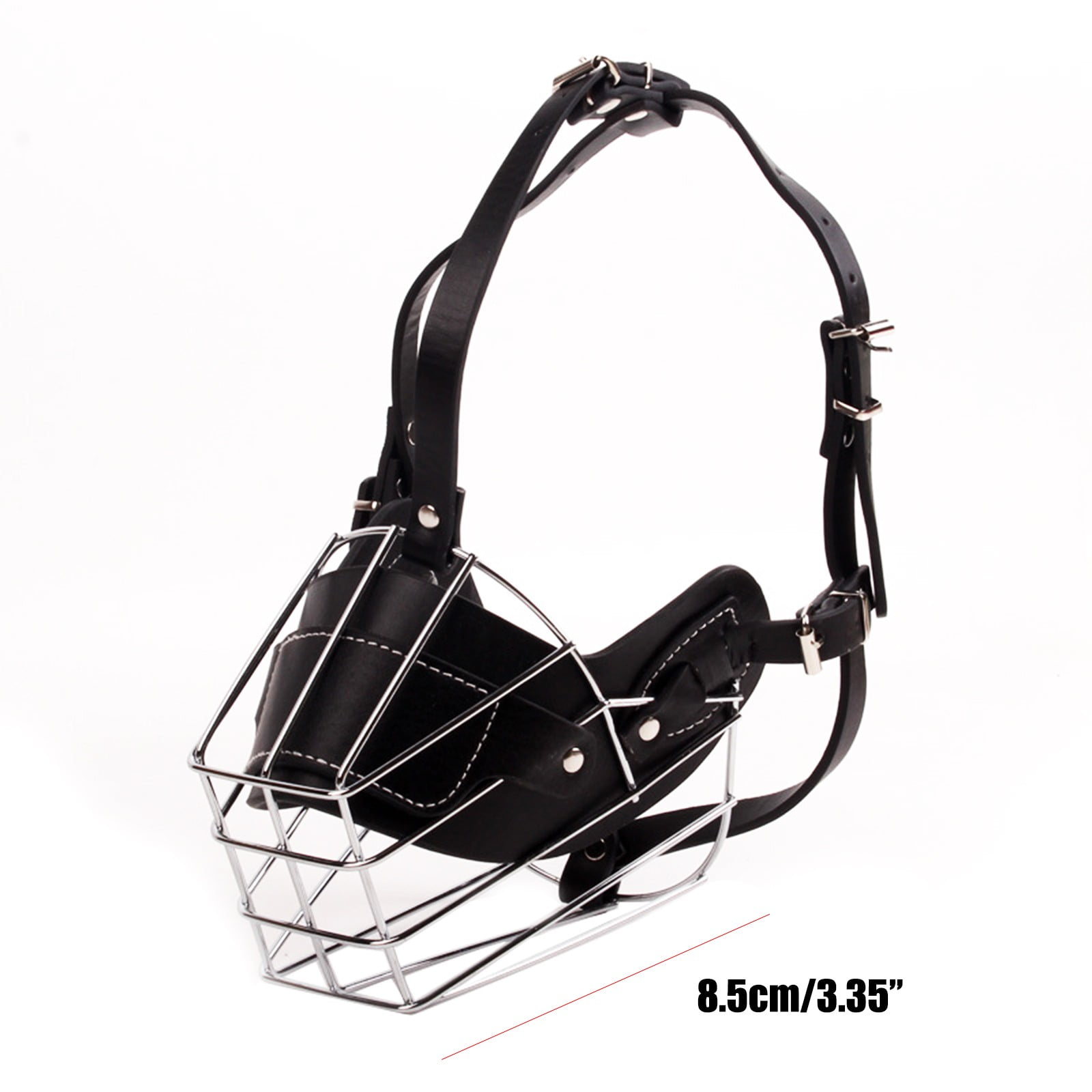 Adjustable Stainless Steel Dog Muzzle Wire Basket for Large/X-Large Dogs, Breathable Anti-Bite Training Mask with Leather Straps, Durable Secure Comfort Fit Bite Prevention 3.74 3.35