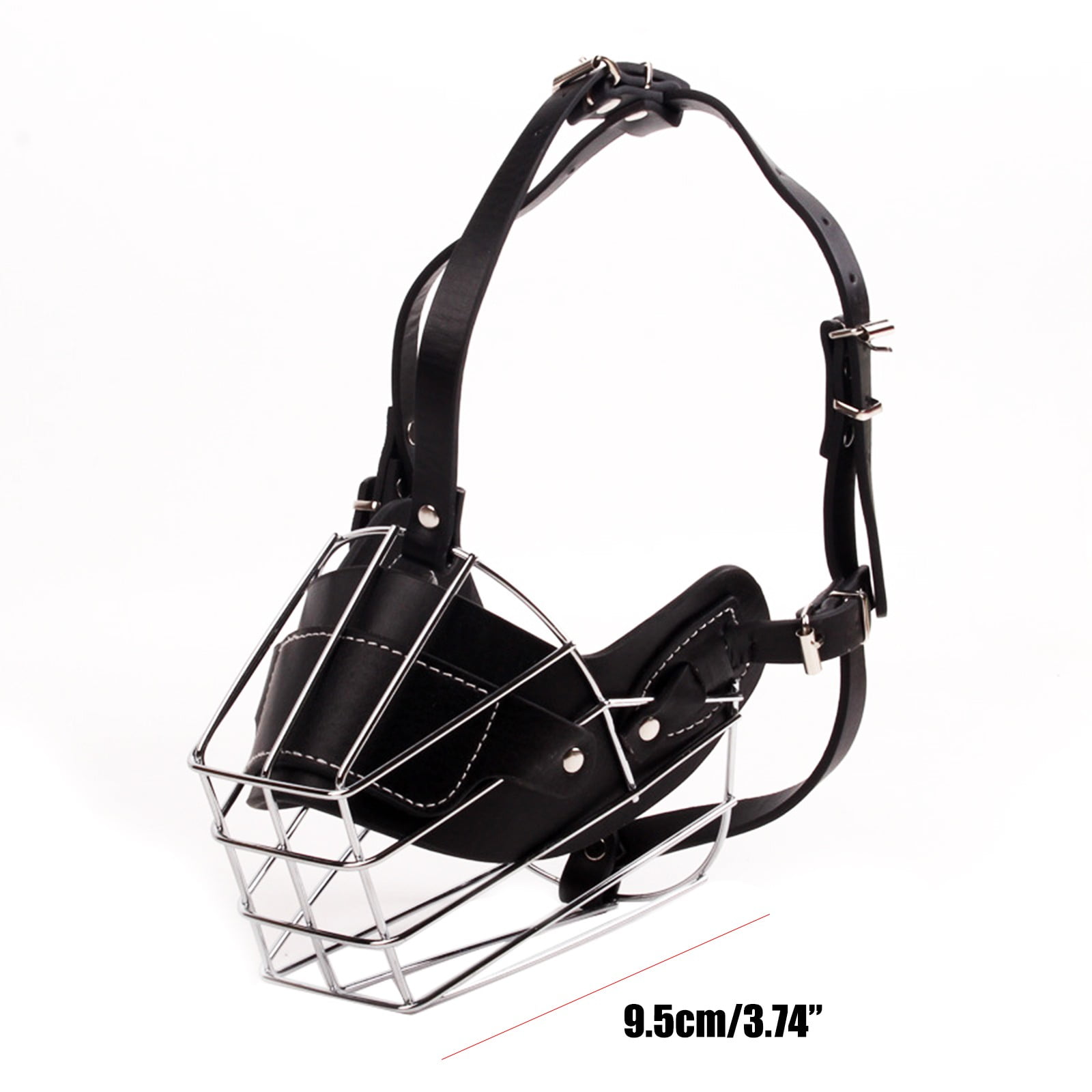 Adjustable Stainless Steel Dog Muzzle Wire Basket for Large/X-Large Dogs, Breathable Anti-Bite Training Mask with Leather Straps, Durable Secure Comfort Fit Bite Prevention 3.74