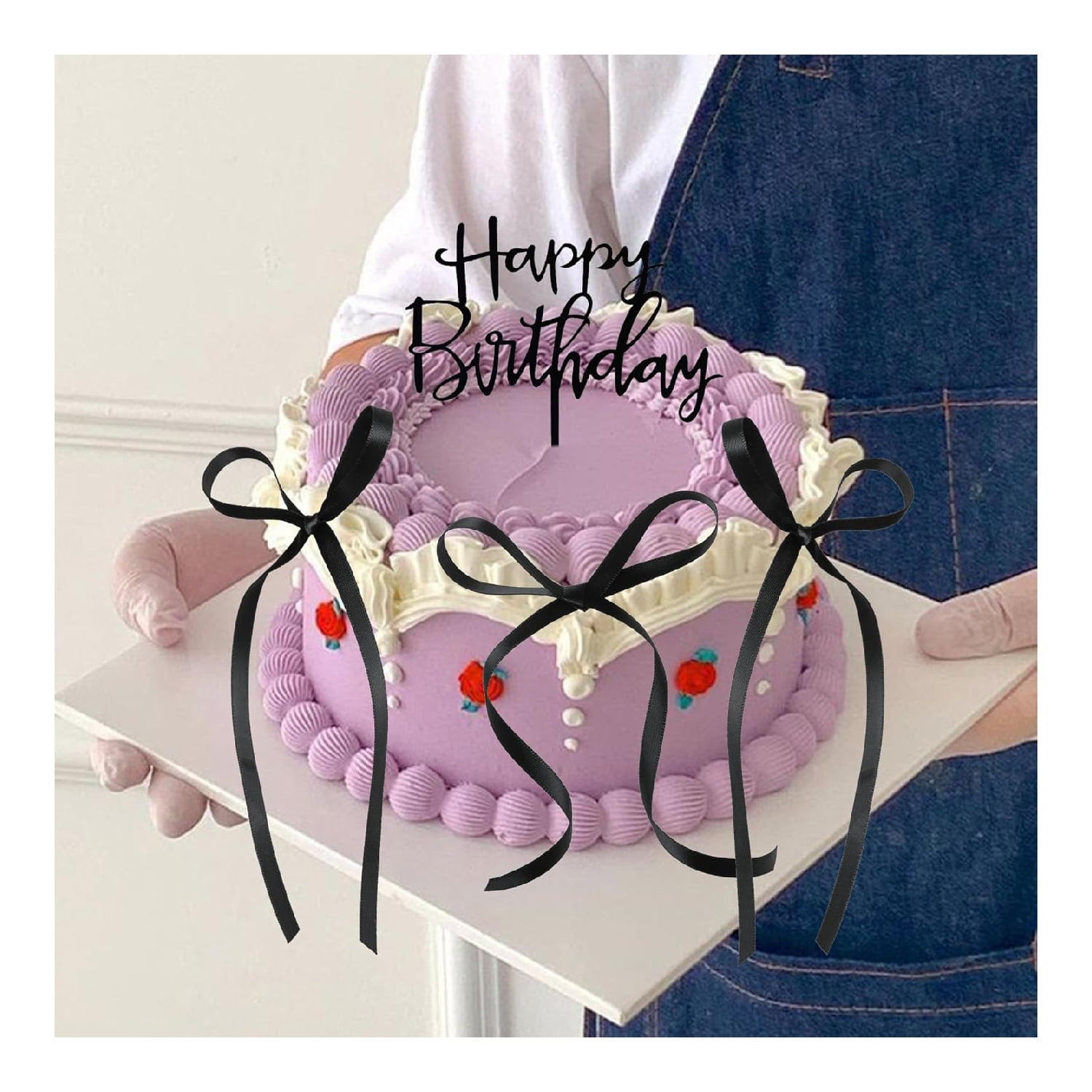 QZS Bow Cupcake Ribbons,Durable Birthday Cake Decorations for Women and Girls,20Pack Black Cute Dessert Bow Tie for Party,Wedding Black - Image 6