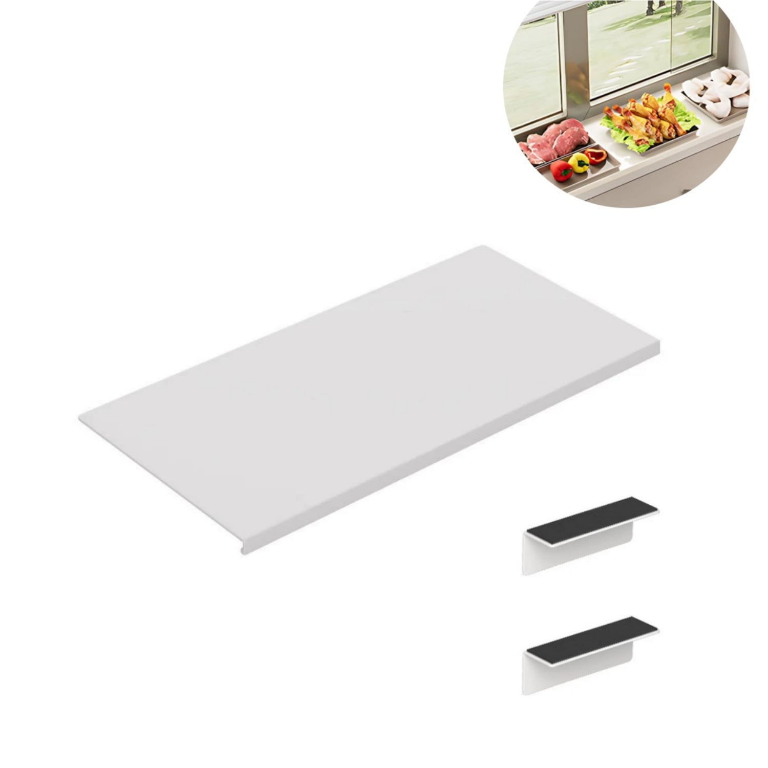 QZS Carbon Steel Countertop Board,15.75x7.9In Countertop Extension Board with Magnetic Base,1Pc No punching Window Sill Extender Plate for Office Bathroom 15.75