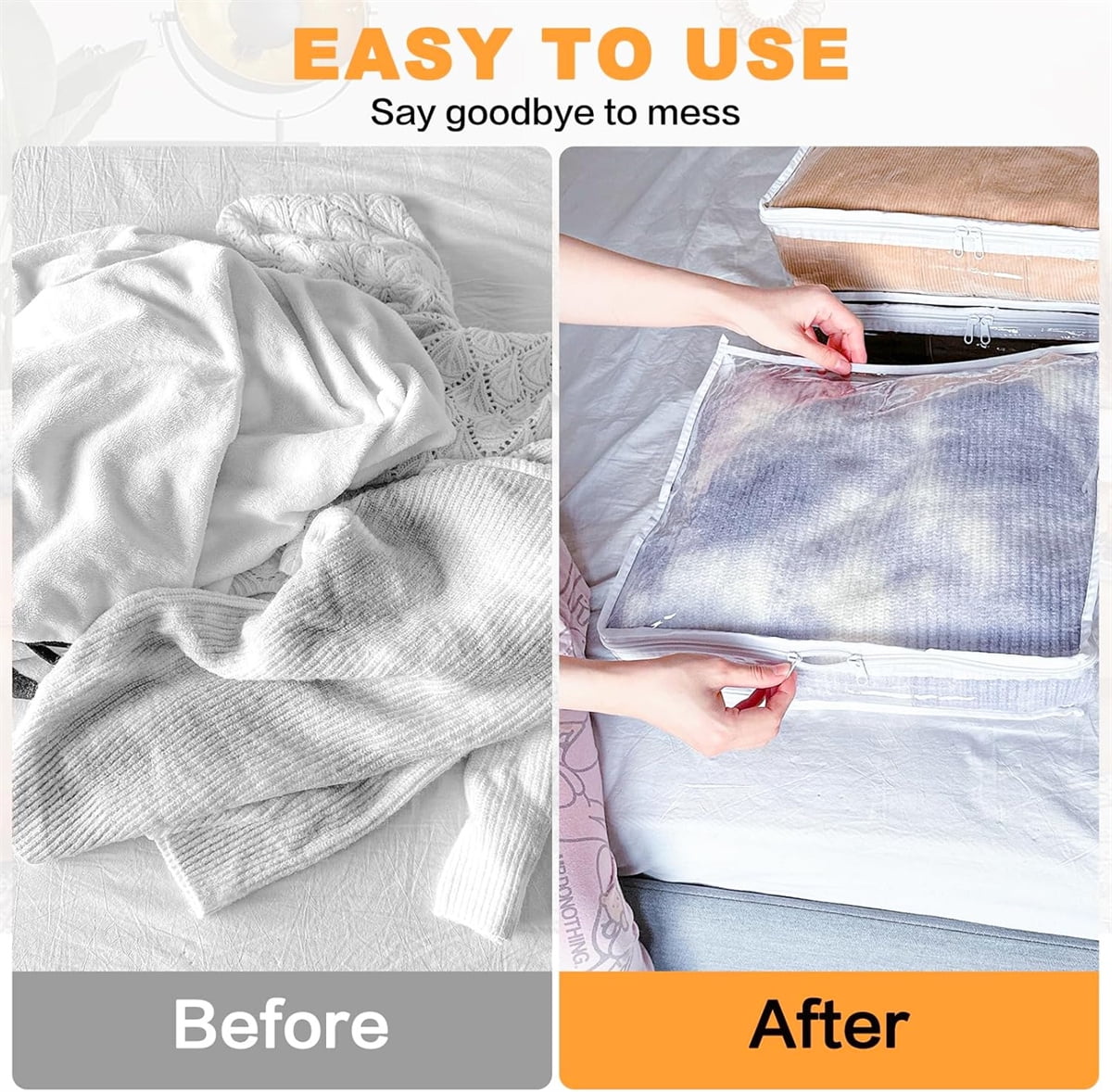 6 Pcs Clear Zippered Storage Bags,Tutuviw Clothes Bag Organizer with Zipper,Plastic Sheet Organizer and Storage for Sweater Blankets Sheet Linen Quilt Bed Pillow Cube Organizer(15x11x4in) - Image 4