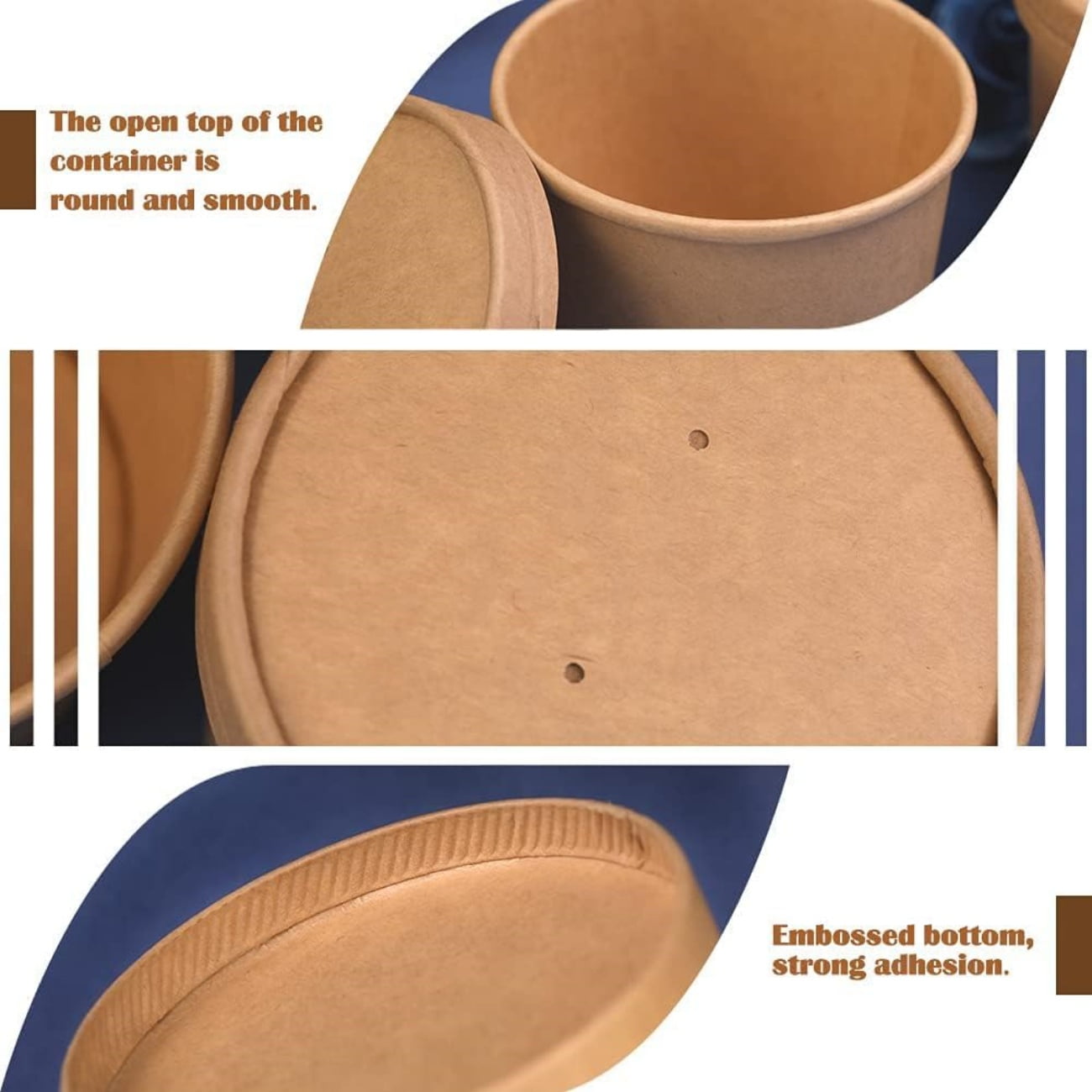 QZS 20 Pack Paper Soup Bowls,12oz Disposable Kraft Paper Soup Bowls with Lids for Ice Cream,Durable Kraft Food Cups for Chocolate,Candy 3.5