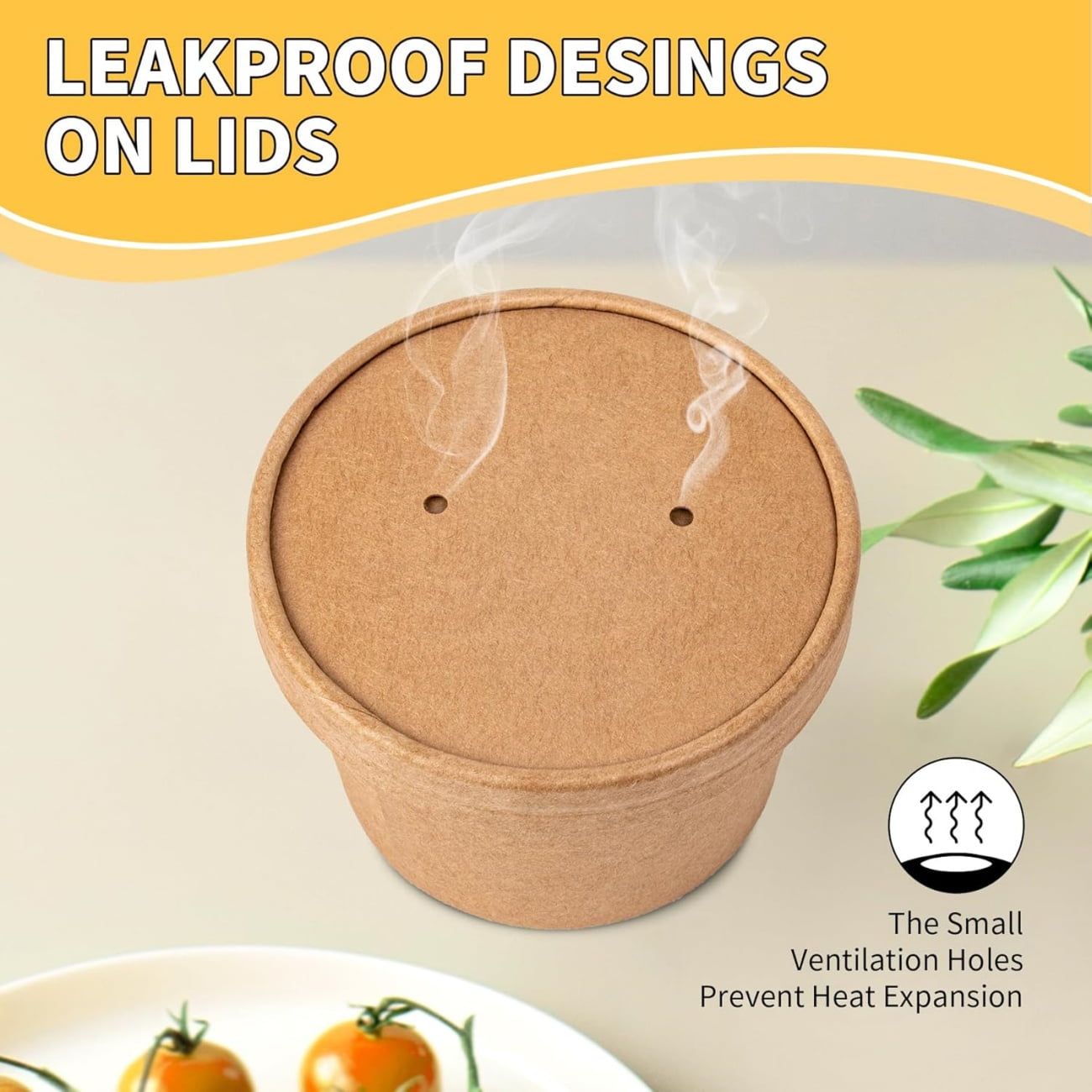 QZS 20 Pack Paper Soup Bowls,12oz Disposable Kraft Paper Soup Bowls with Lids for Ice Cream,Durable Kraft Food Cups for Chocolate,Candy 3.5