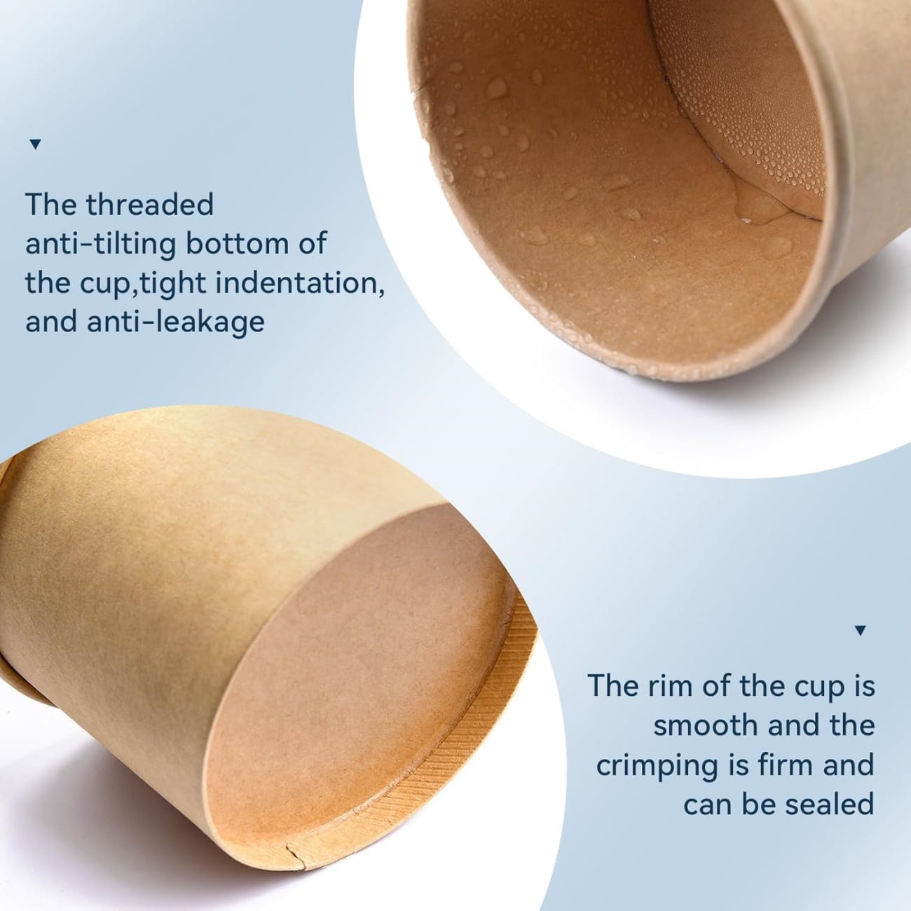 QZS 20 Pack Paper Soup Bowls,12oz Disposable Kraft Paper Soup Bowls with Lids for Ice Cream,Durable Kraft Food Cups for Chocolate,Candy 3.5