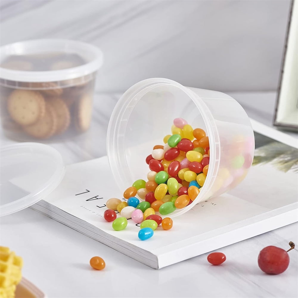 16 oz Deli Containers with Lids,Stackable Food Storage Box,Disposable Takeout Containers,Airtight Leakproof Round Bowls,Non-Spill Plastic Soup Cups,Freezer Safe,for Meal Prep 12Pcs Clear - Image 5