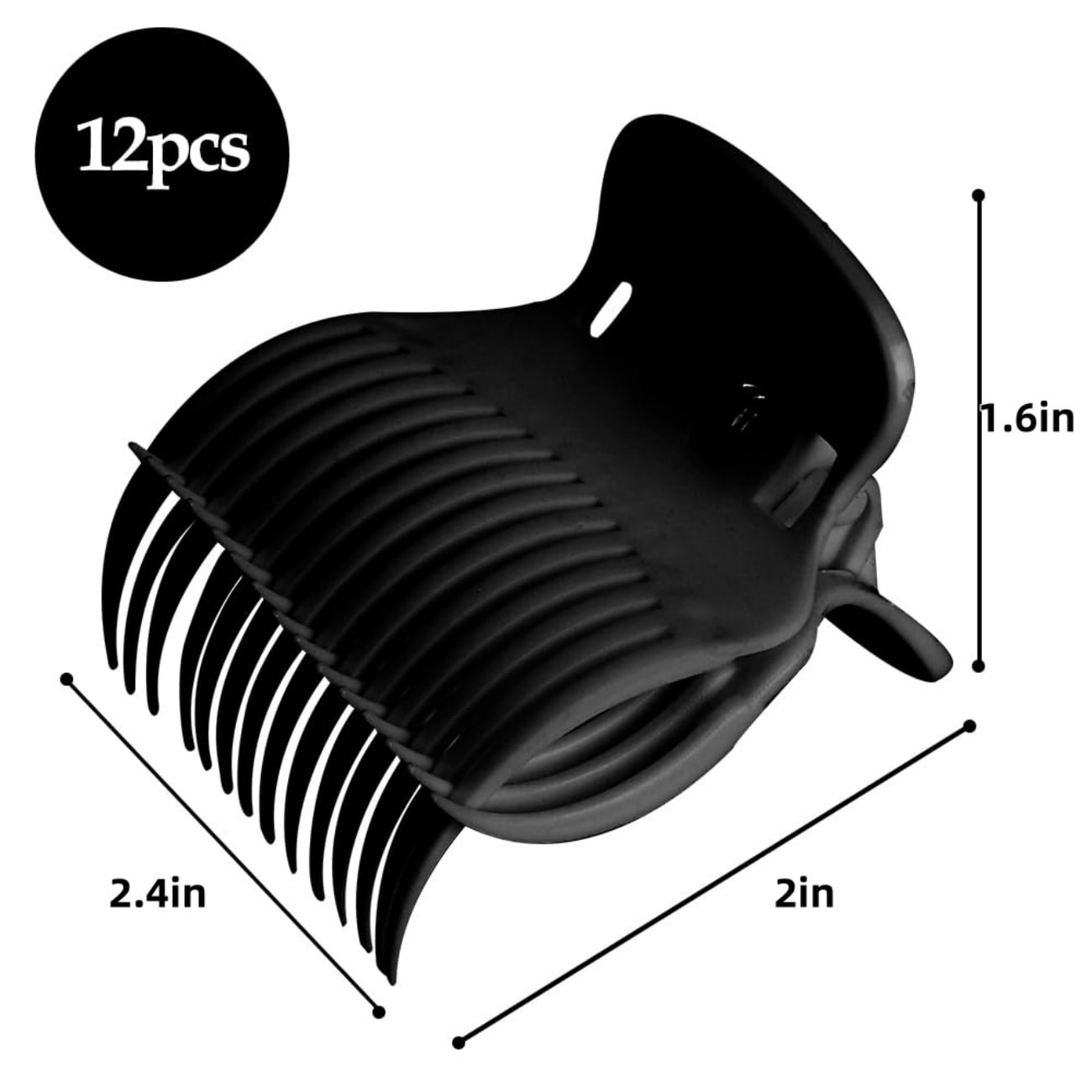 QZS 2.4x2x1.6In Roller Clips,20Pcs Replacement Hair Section Styling Clips for Home,Black Plastic Hair Section Fixing Clamps for Effortless Curls and Waves - Image 2