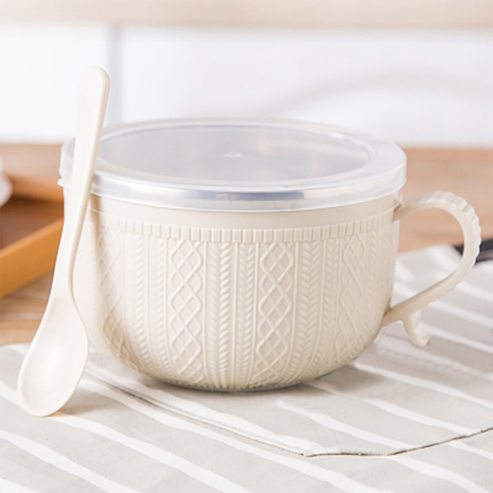 Soup Bowl with Handles,Soup Mug with Handles, Wide Large Cereal Bowl for Oatmeal, Gumbo, Salad, Ceramic Soup Cup, Microwave & Oven Safe 5.5x3.7inch A Clearance! Beige/2PCS - Image 4