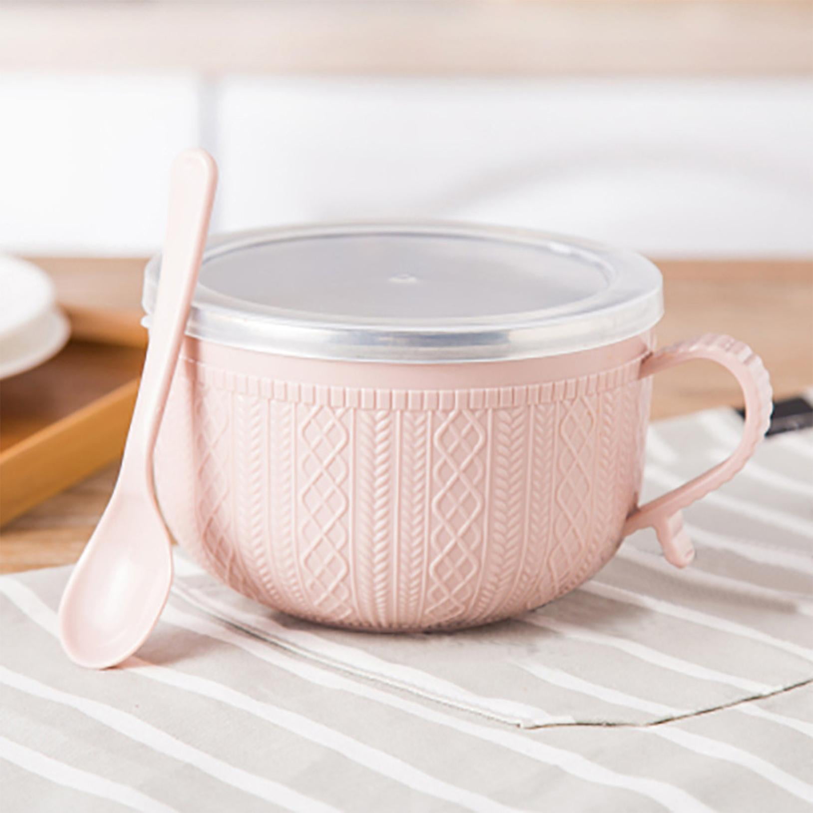 Soup Bowl with Handles,Soup Mug with Handles, Wide Large Cereal Bowl for Oatmeal, Gumbo, Salad, Ceramic Soup Cup, Microwave & Oven Safe 5.5x3.7inch A Clearance! Pink/2PCS - Image 4