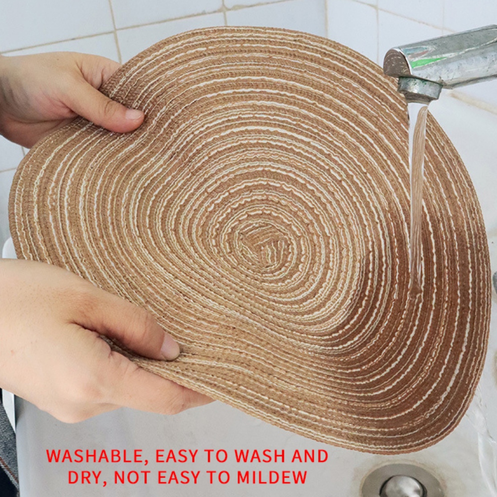 Round Placemats Set of 4, Cotton Woven Placemat Heat-Resistant Non-Slip Washable Table Mats for Dining Table 14 Inch Blue - Image 7