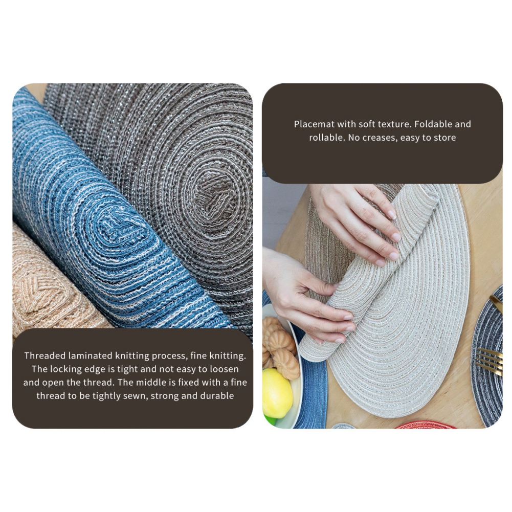 Round Placemats Set of 4, Cotton Woven Placemat Heat-Resistant Non-Slip Washable Table Mats for Dining Table 14 Inch Blue - Image 8