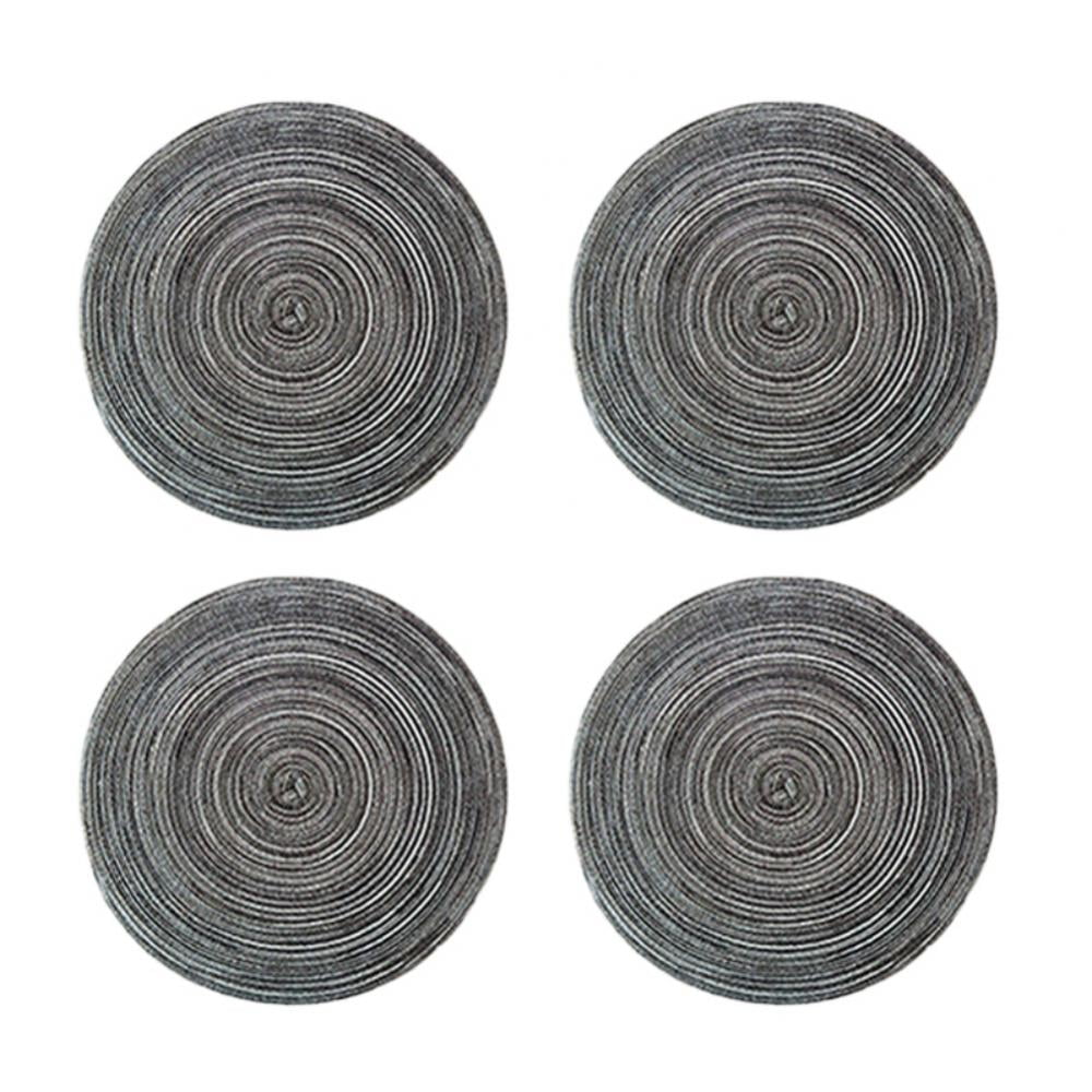 Round Placemats Set of 4, Cotton Woven Placemat Heat-Resistant Non-Slip Washable Table Mats for Dining Table 14 Inch, Blue Gray - Image 1