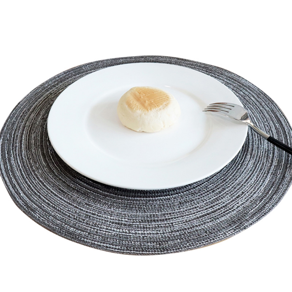 Round Placemats Set of 4, Cotton Woven Placemat Heat-Resistant Non-Slip Washable Table Mats for Dining Table 14 Inch, Blue Gray - Image 2