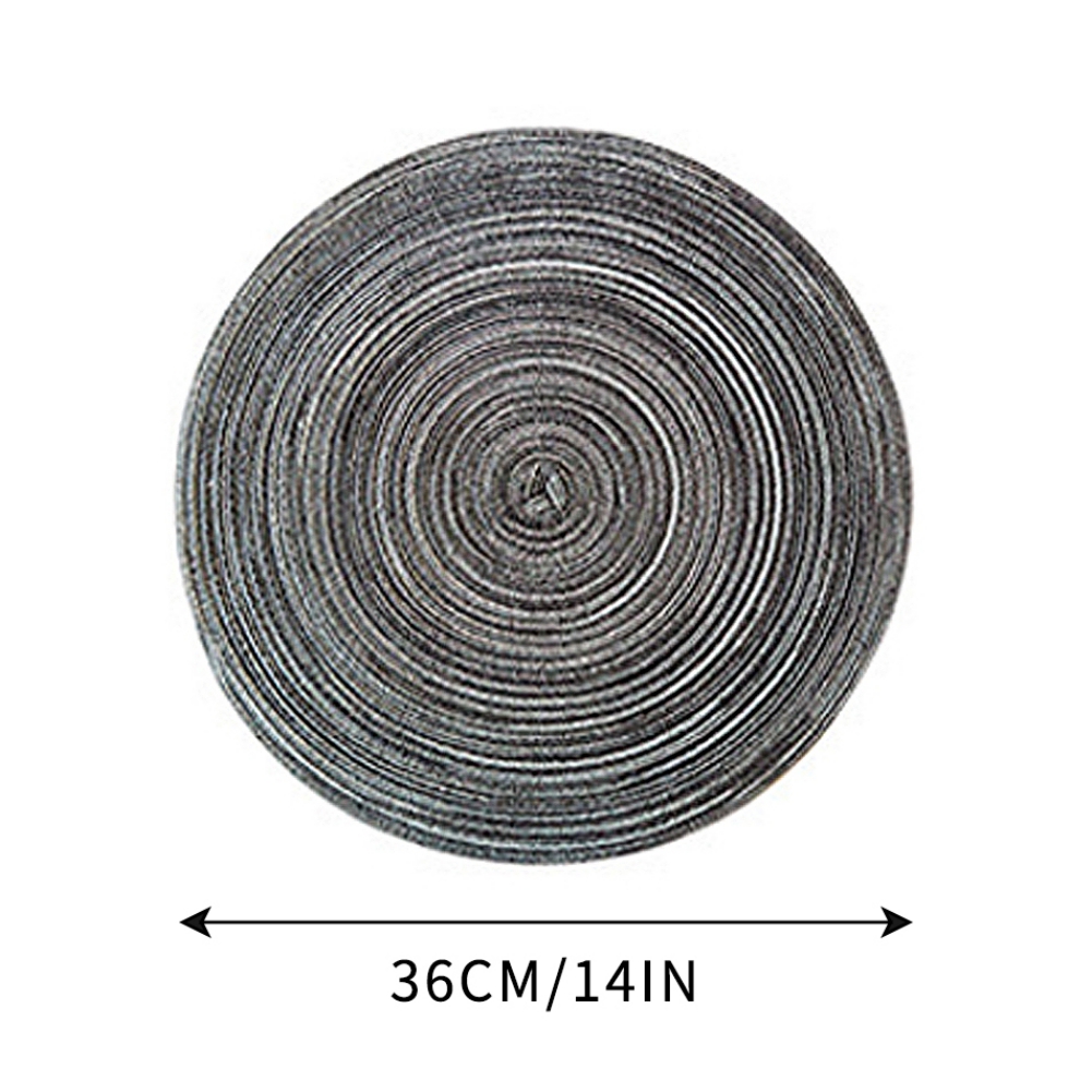 Round Placemats Set of 4, Cotton Woven Placemat Heat-Resistant Non-Slip Washable Table Mats for Dining Table 14 Inch, Blue Gray - Image 3