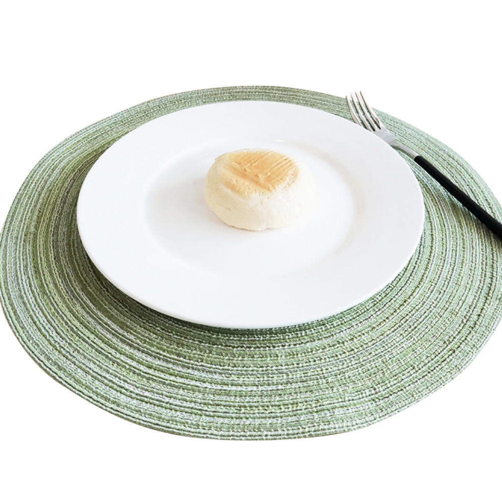 Round Placemats Set of 4, Cotton Woven Placemat Heat-Resistant Non-Slip Washable Table Mats for Dining Table 14 Inch, Blue Green - Image 2