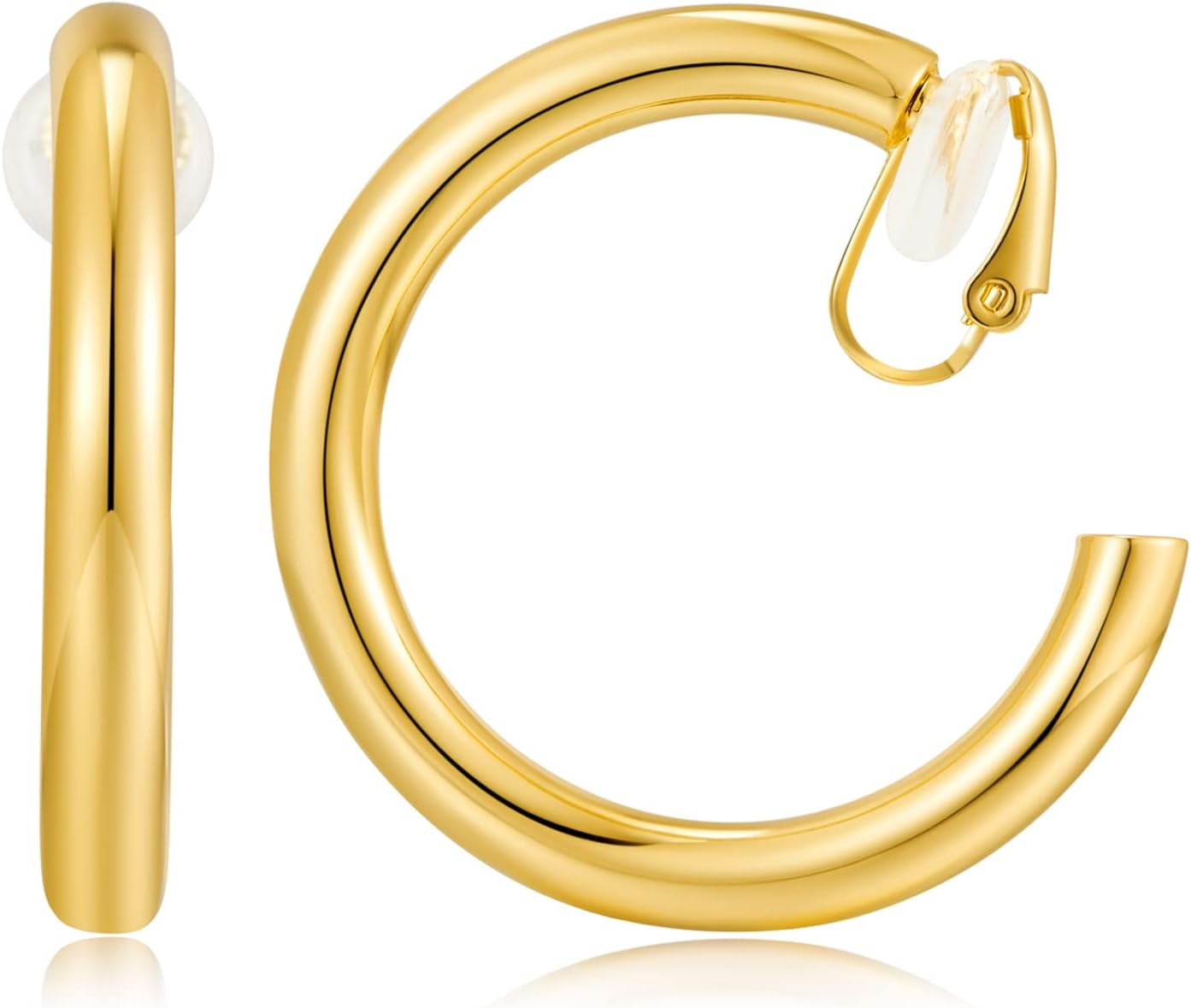 Gold Clip On Earrings for Women Classic Large Hoops Clip On Earrings Non Pierced Earrings Minimalistic Clip Earrings - Image 1