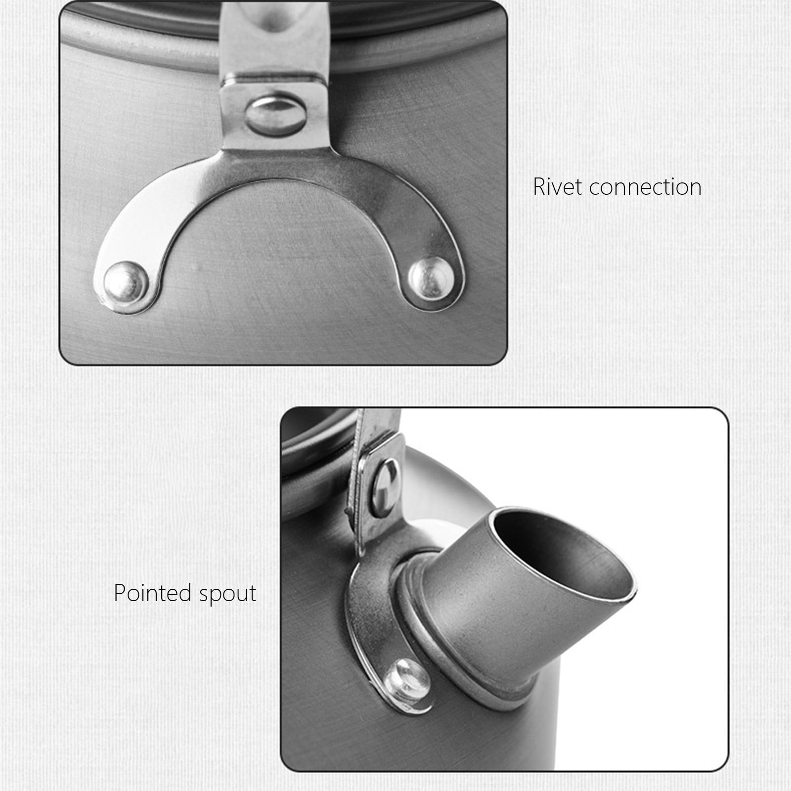 Camping Kettle, Stainless Steel Teapot, Whistling Water Kettle, Camping Picnic Stove Top, Portable Campfires Kettle for Open Fire, Outdoor Camp Tea Coffee Pot for Picnic and Traveling A Gray - Image 3