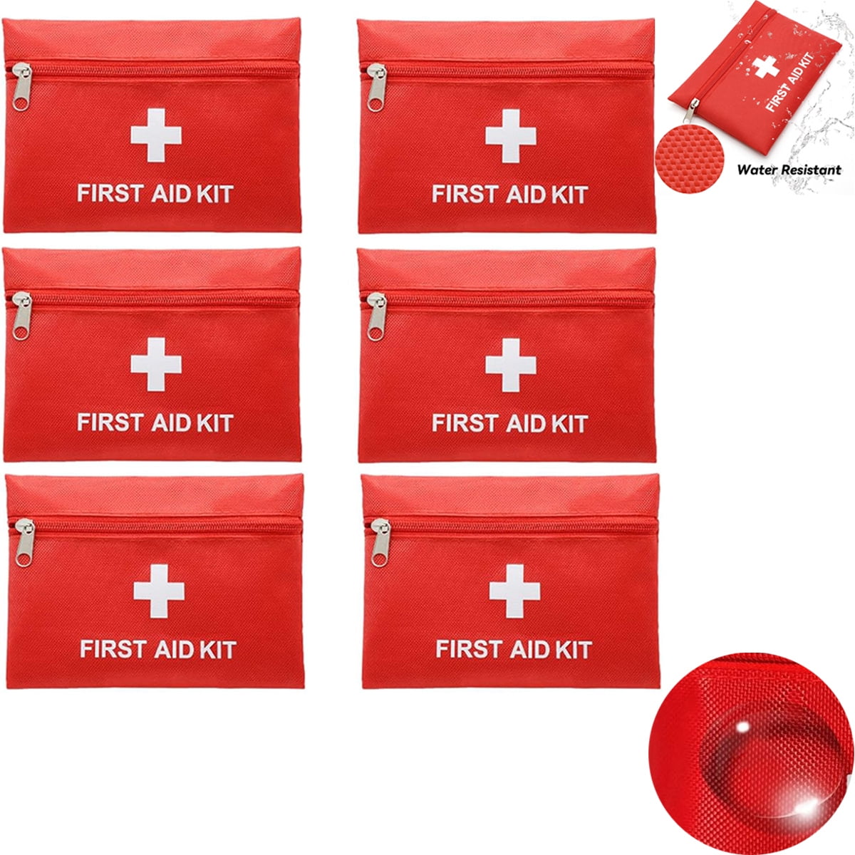 6 Pcs Red First Aid Bag,Tutuviw Empty First Aid Kit Pouch,Compact Portable Medical Emergency Bag for Emergency at Outdoors Hiking Backpacking Travel Car Cycling,Survival Gear Bag (Oxford Cloth) - Image 1