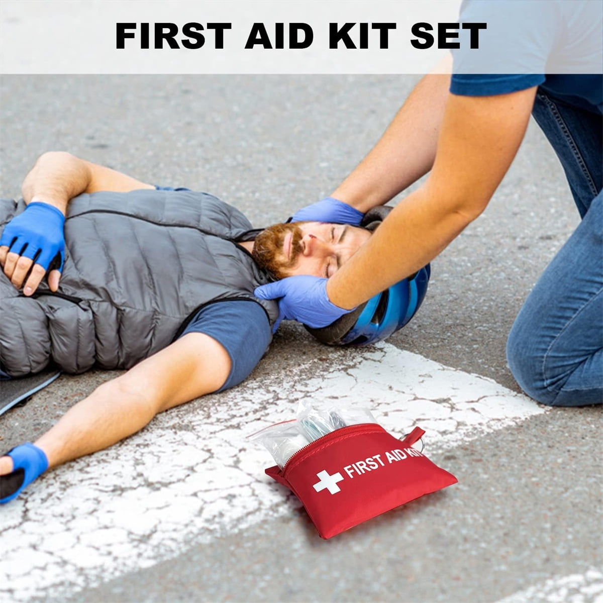 6 Pcs Red First Aid Bag,Tutuviw Empty First Aid Kit Pouch,Compact Portable Medical Emergency Bag for Emergency at Outdoors Hiking Backpacking Travel Car Cycling,Survival Gear Bag (Oxford Cloth) - Image 4