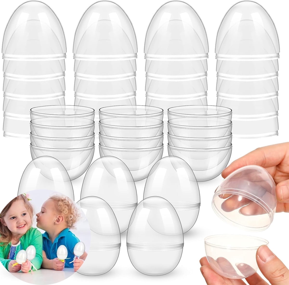 Tutuviw 20Pcs Small Translucent Fillable Easter Egg,Plastic Clear Easter Eggs, 3.5 Inch Empty Eggs Bulk for Easter Theme Party Favor Basket Stuffers,Bulk Easter Toy for Filling Candy,Party Favor - Image 1