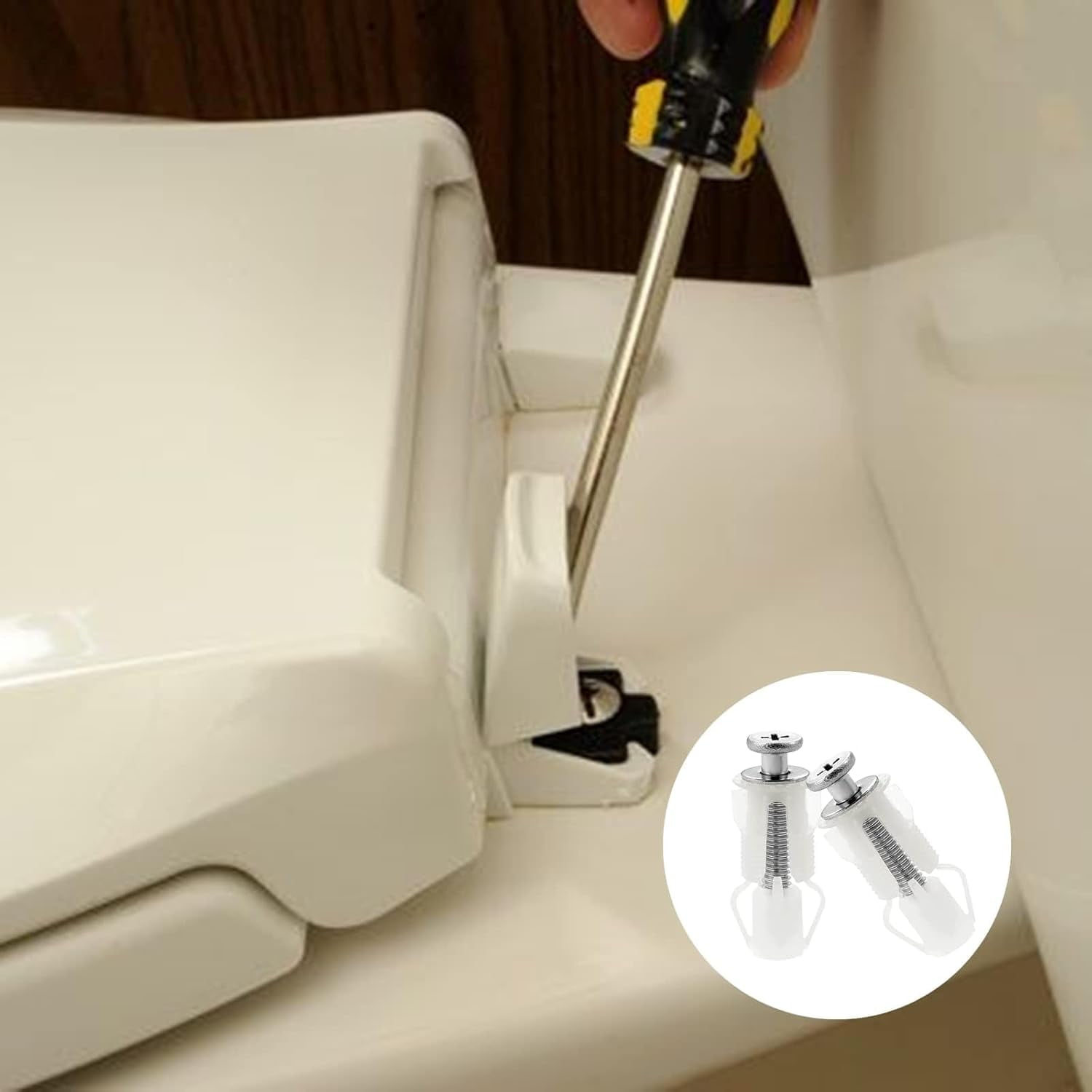 2pcs Toilet Fixings Toilet Seat Fittings And Fixtures, Stainless Steel Toilet Seat Screws Top Fixing Toilet Seat Fittings Hinges Screws Expanding Nuts White Fixing Bolt For Toilet Covers - Image 3
