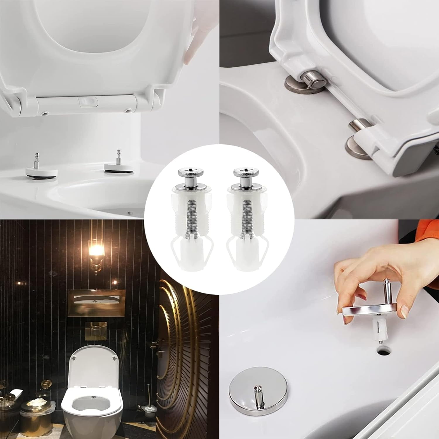 2pcs Toilet Fixings Toilet Seat Fittings And Fixtures, Stainless Steel Toilet Seat Screws Top Fixing Toilet Seat Fittings Hinges Screws Expanding Nuts White Fixing Bolt For Toilet Covers - Image 4