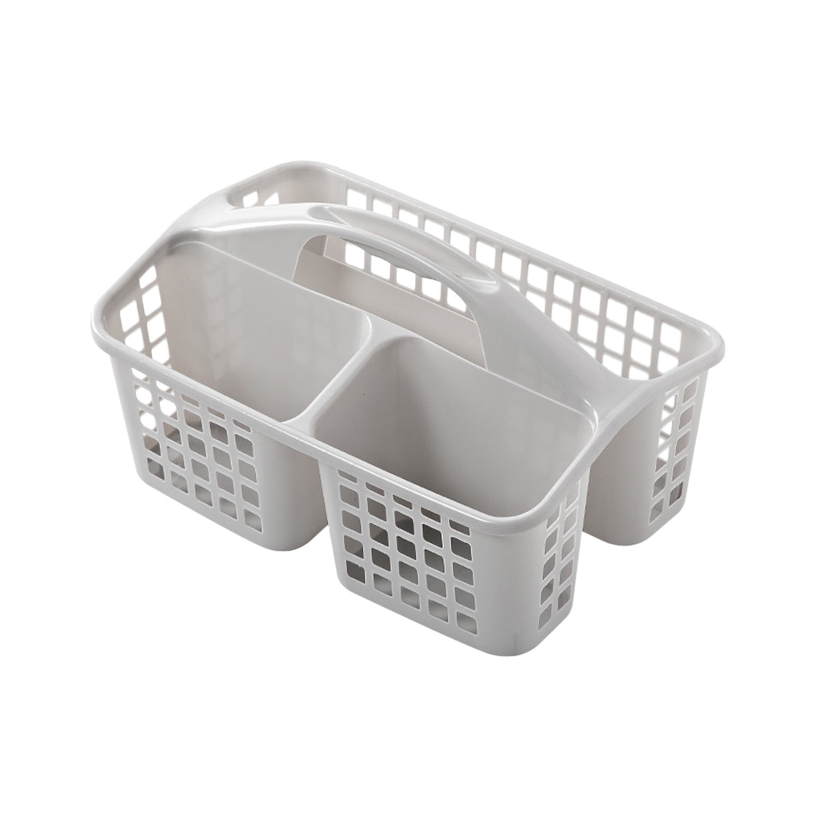 Plastic Storage Divided Tool Bin, 3 Compartments Plastic Shower Caddy Basket, Portable Divided Cleaning Supply Storage Organizer with Handle Gray - Image 2