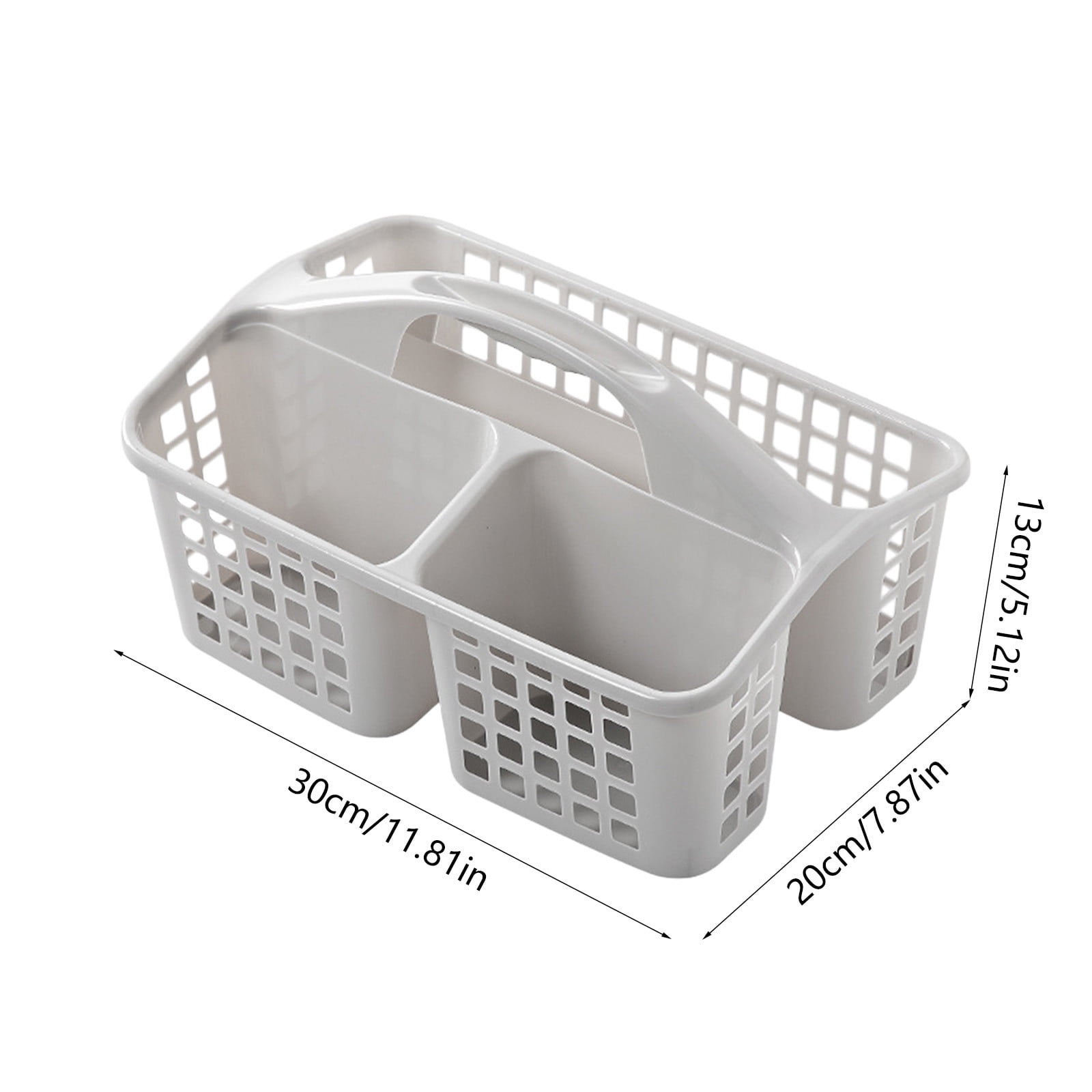 Plastic Storage Divided Tool Bin, 3 Compartments Plastic Shower Caddy Basket, Portable Divided Cleaning Supply Storage Organizer with Handle Gray - Image 3