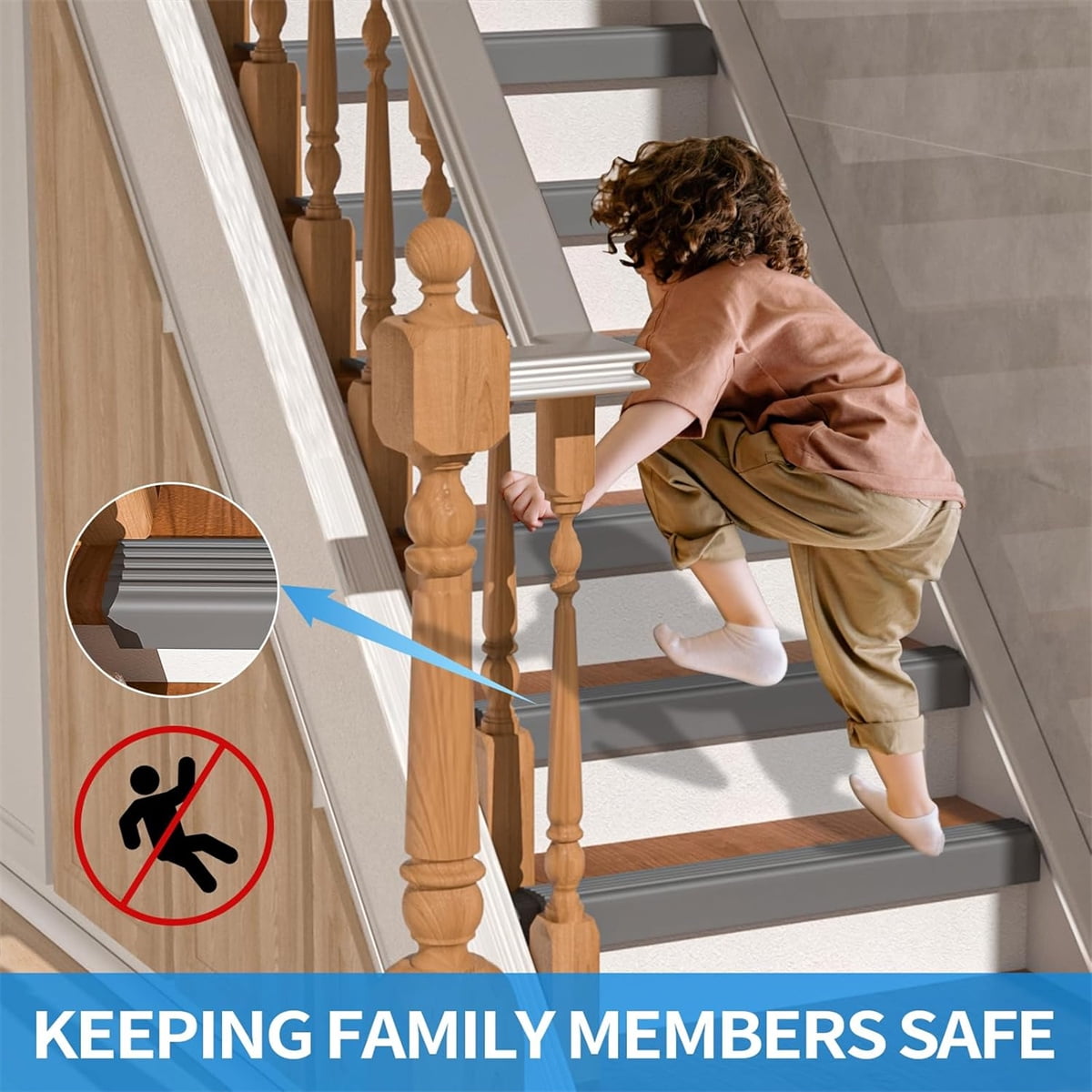 Vinyl Rubber Stair Nosing,Tutuviw Stair Edge Trim,Corner Guard,3 ft Self Adhesive Nose Molding Non-Slip Rubber Edge Protector Steps Trim Rubber Strips for Indoor & Outdoor Staircase Step Uses (Black) Gray - Image 3