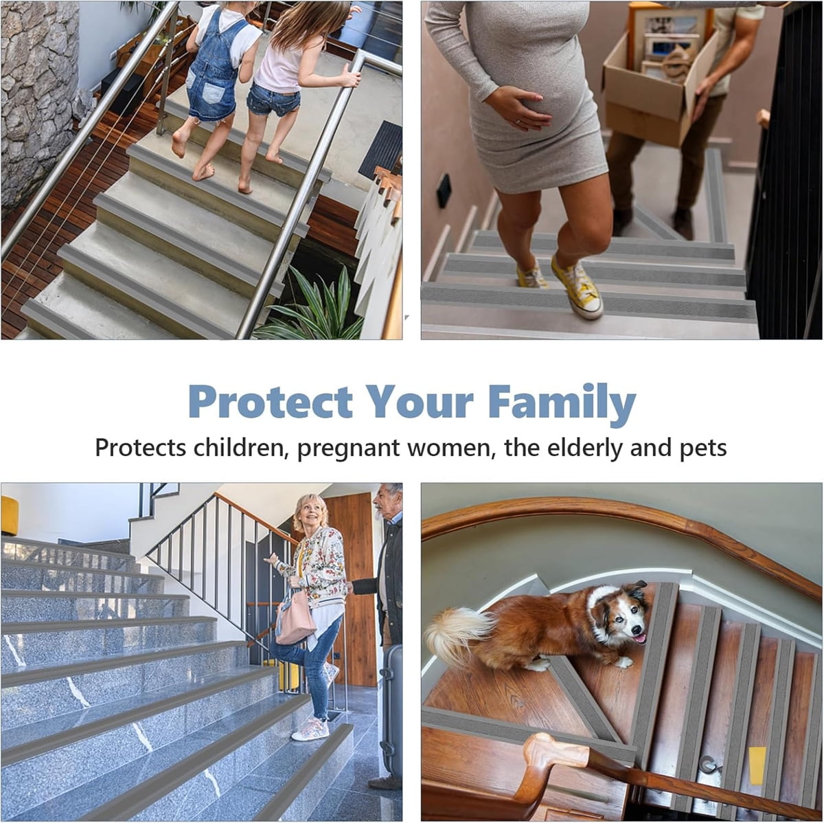 Vinyl Rubber Stair Nosing,Tutuviw Stair Edge Trim,Corner Guard,3 ft Self Adhesive Nose Molding Non-Slip Rubber Edge Protector Steps Trim Rubber Strips for Indoor & Outdoor Staircase Step Uses (Black) Gray - Image 6