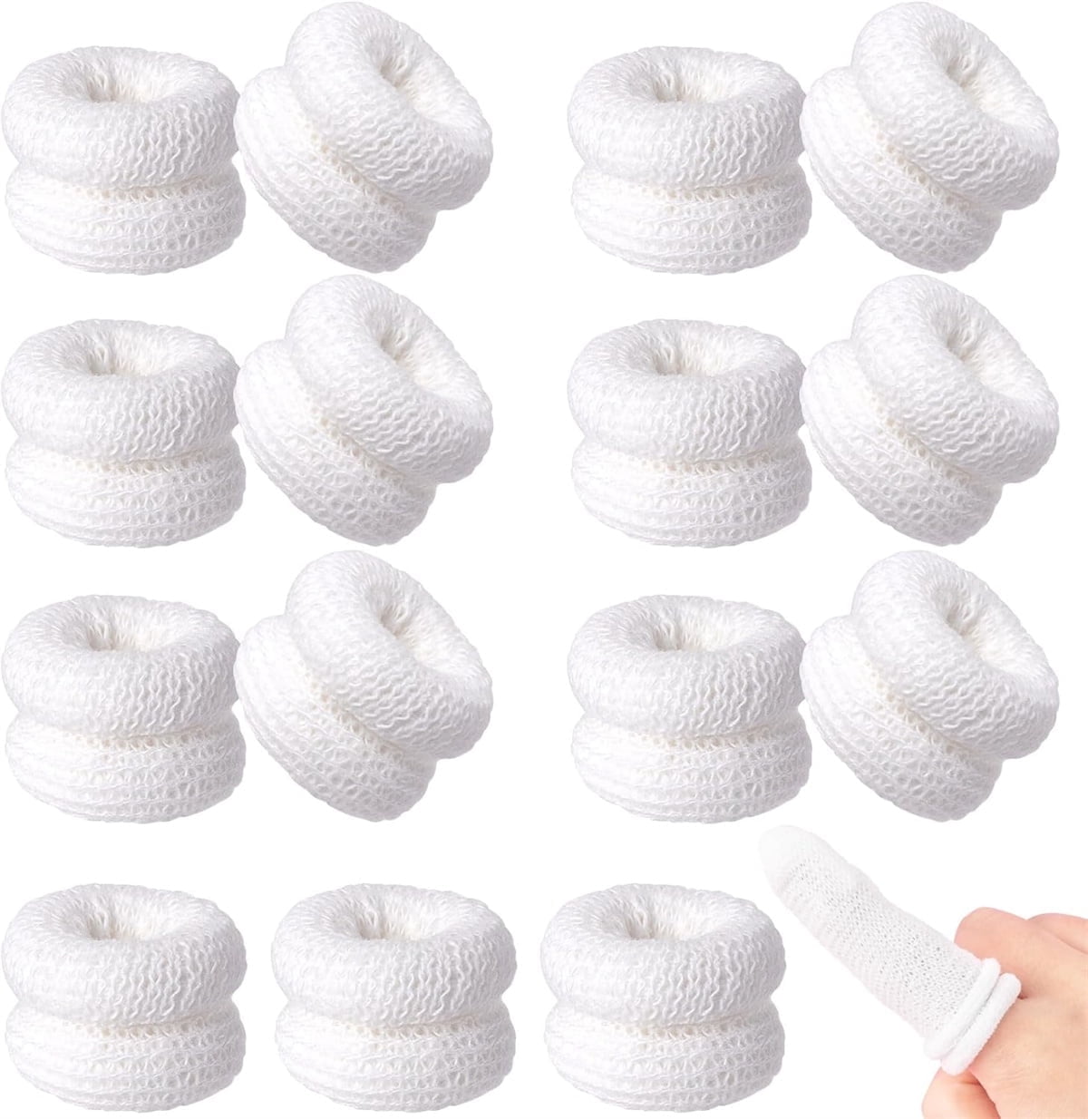 Cotton Finger Cot,Tutuviw 9.8x1 Inch Finger Bandages Protectors,Elastic Thumb Gloves Protectors,Dressing Gauze,Breathable Bandages for Thumb Sprains,Finger Gloves Thumb Covers - White - Image 1